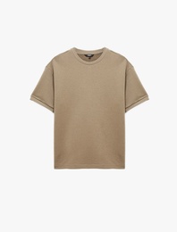 Bisiklet Yaka Rahat Kesim Kısa Kollu Spor Sweatshirt