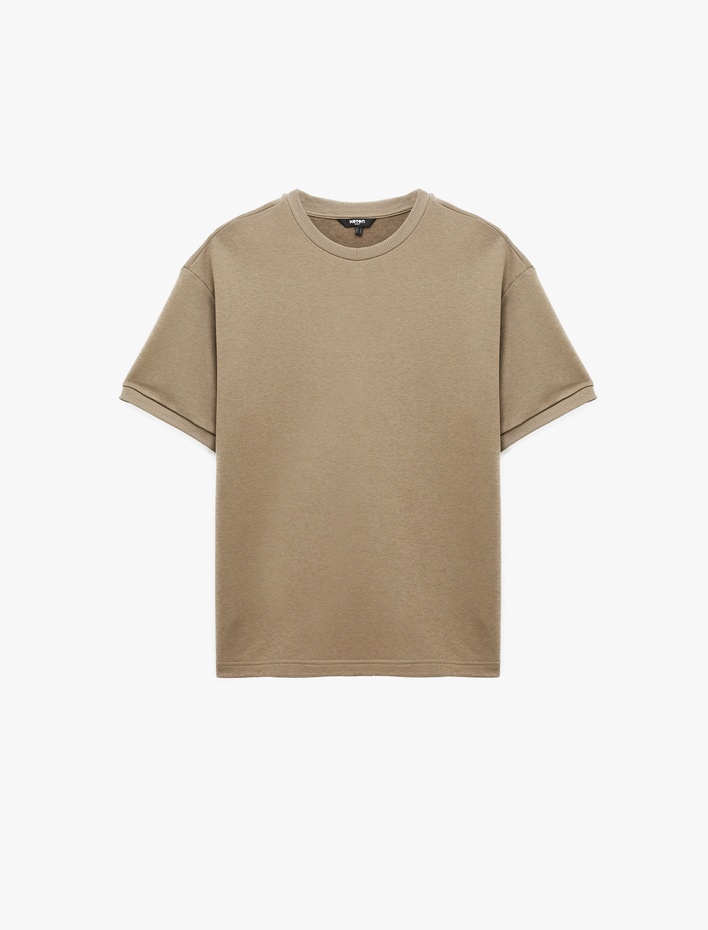  Bisiklet Yaka Rahat Kesim Kısa Kollu Spor Sweatshirt