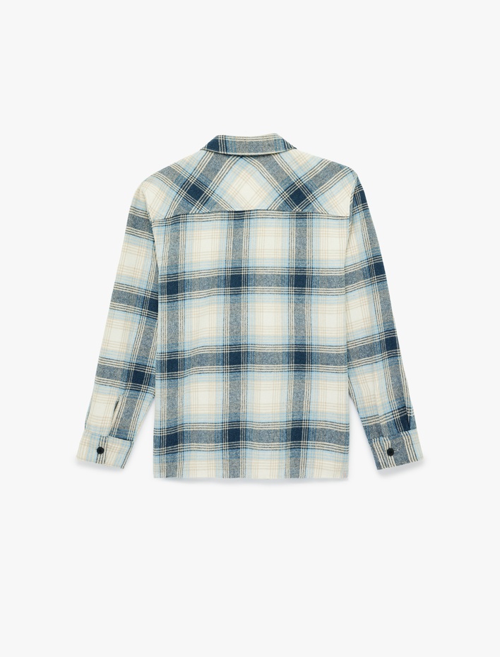  Regular Fit Düğmeli Uzun Kollu Cepli Klasik Yaka Oduncu Gömlek