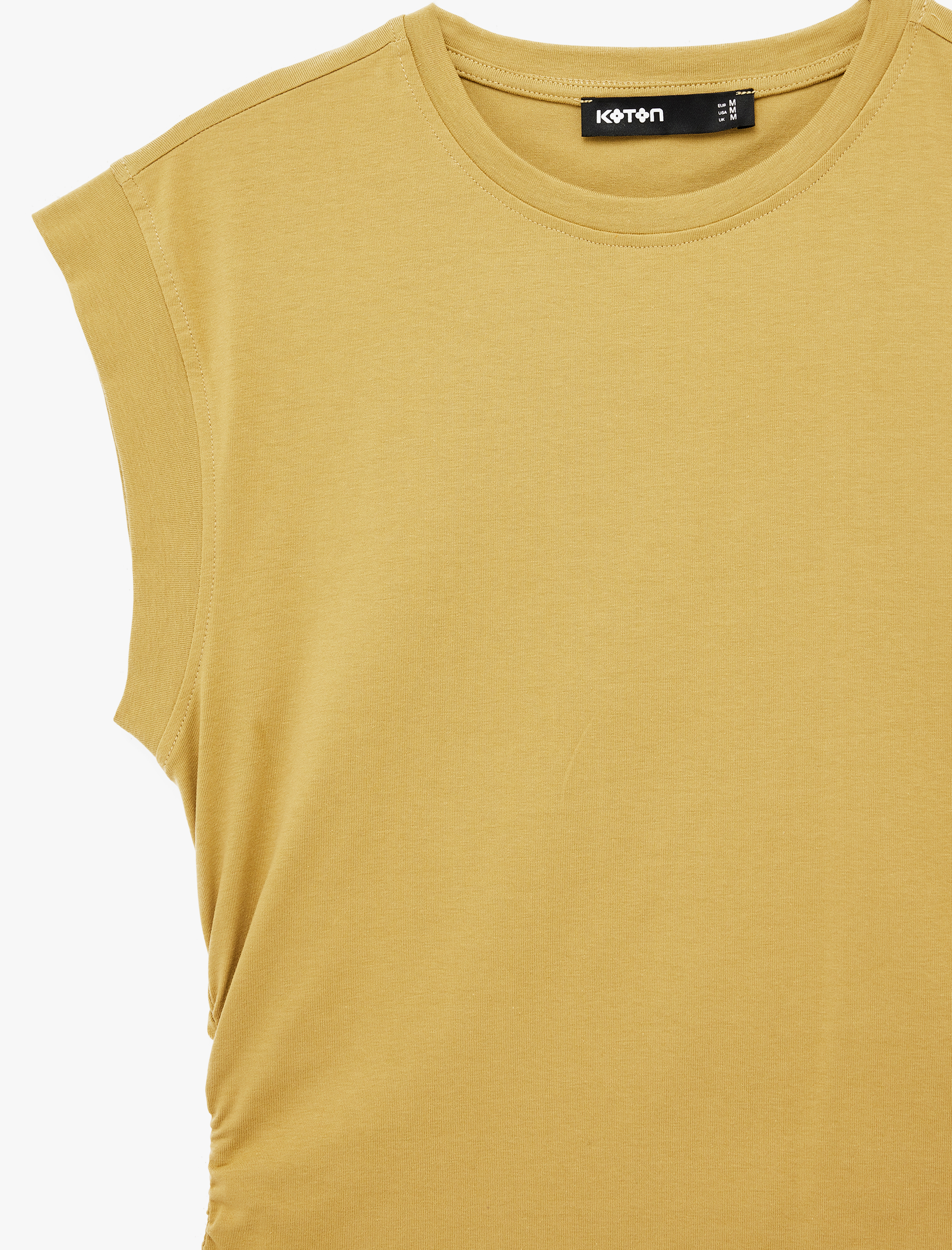   Kısa Kollu Bisiklet Yaka Pamuklu Slim Fit Büzgülü Tişört