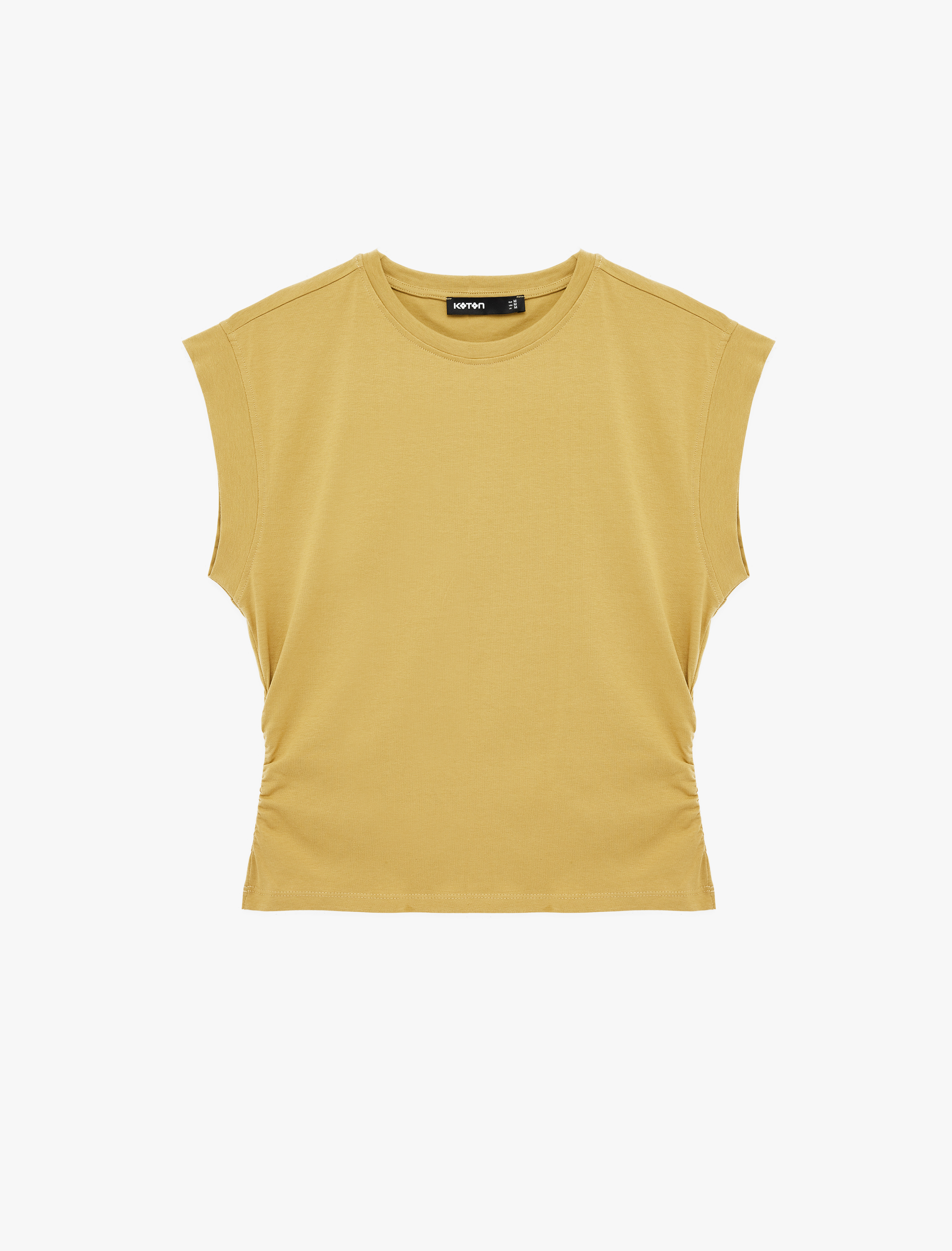   Kısa Kollu Bisiklet Yaka Pamuklu Slim Fit Büzgülü Tişört