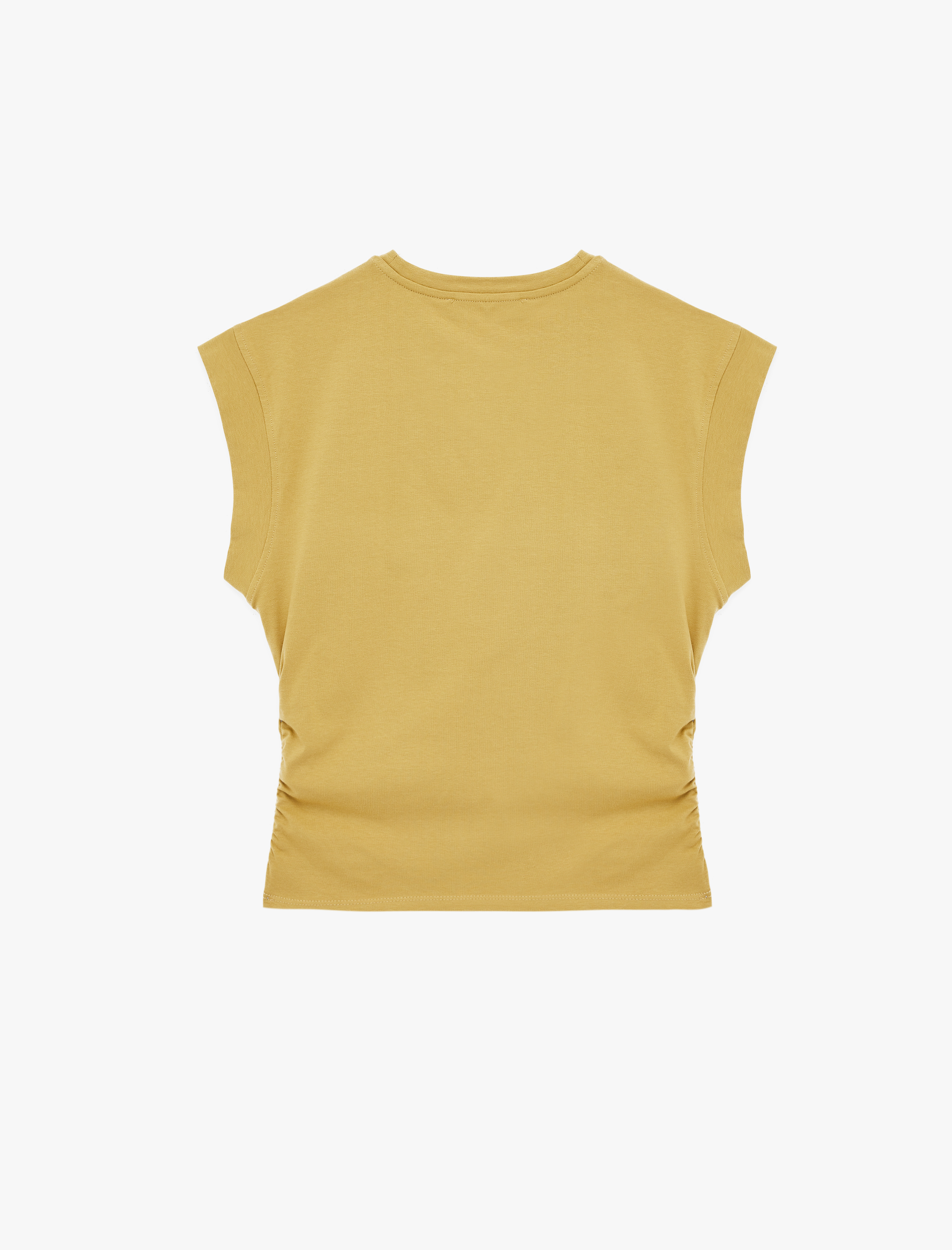   Kısa Kollu Bisiklet Yaka Pamuklu Slim Fit Büzgülü Tişört