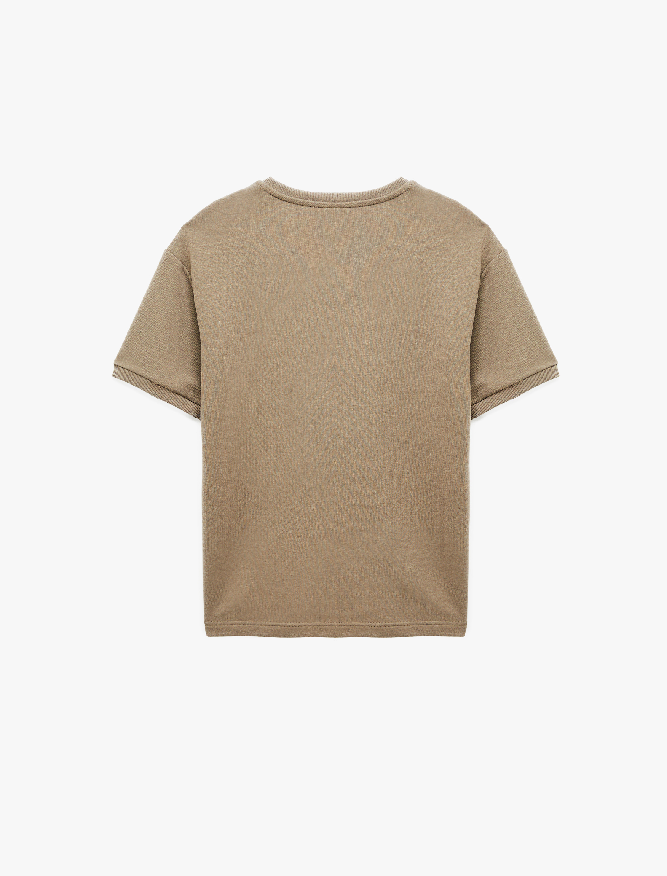   Bisiklet Yaka Rahat Kesim Kısa Kollu Spor Sweatshirt