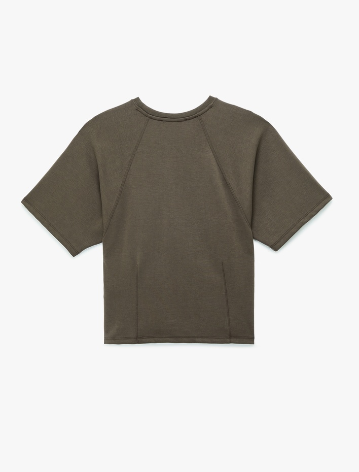  Kısa Yarasa Kollu Bisiklet Yaka Tişört