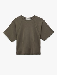 Kısa Yarasa Kollu Bisiklet Yaka Tişört