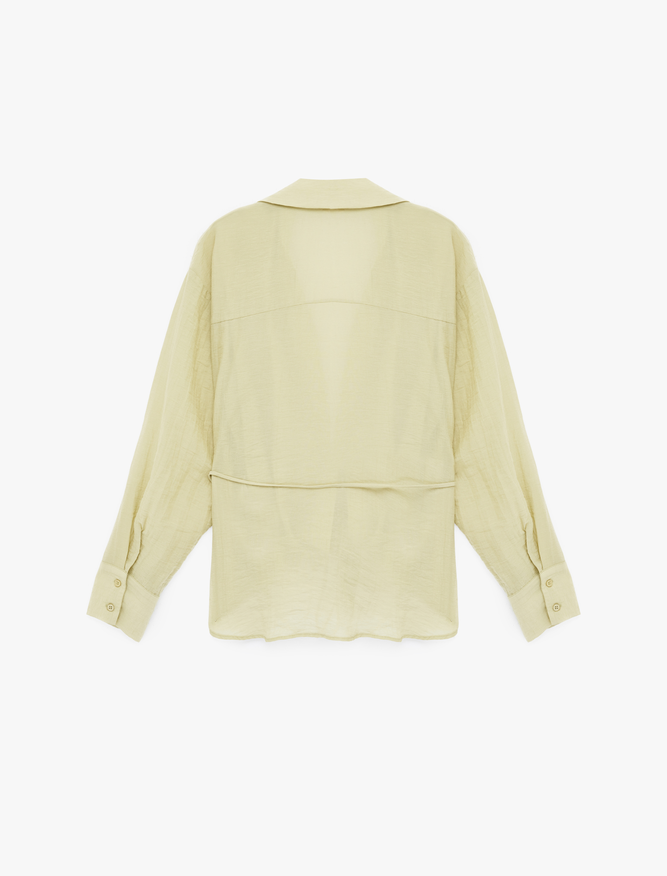   Viskon Uzun Kollu Yandan Bağlama Detaylı Kruvaze Gömlek