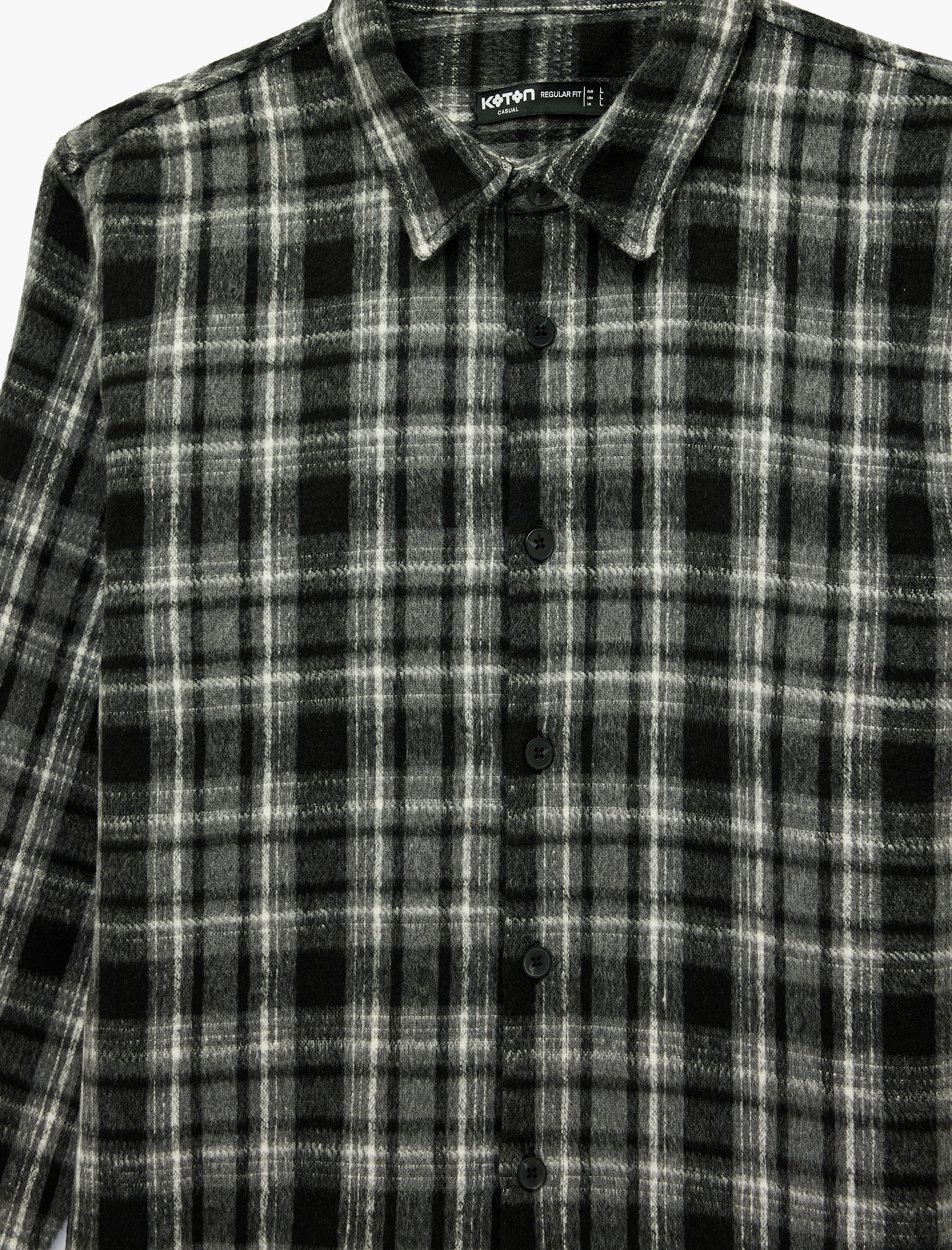   Klasik Yaka Düğmeli Uzun Kollu Oduncu Gömleği