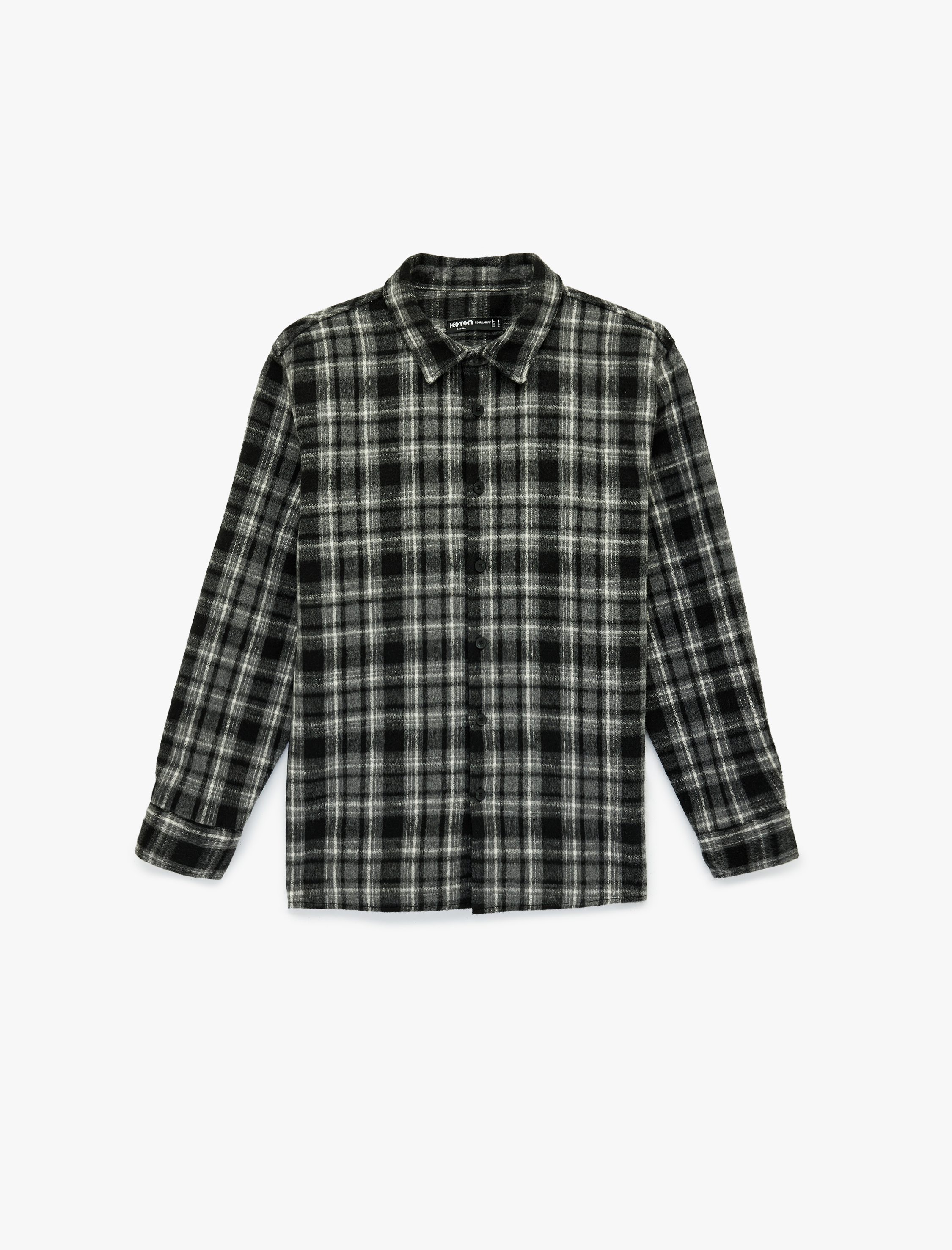   Klasik Yaka Düğmeli Uzun Kollu Oduncu Gömleği