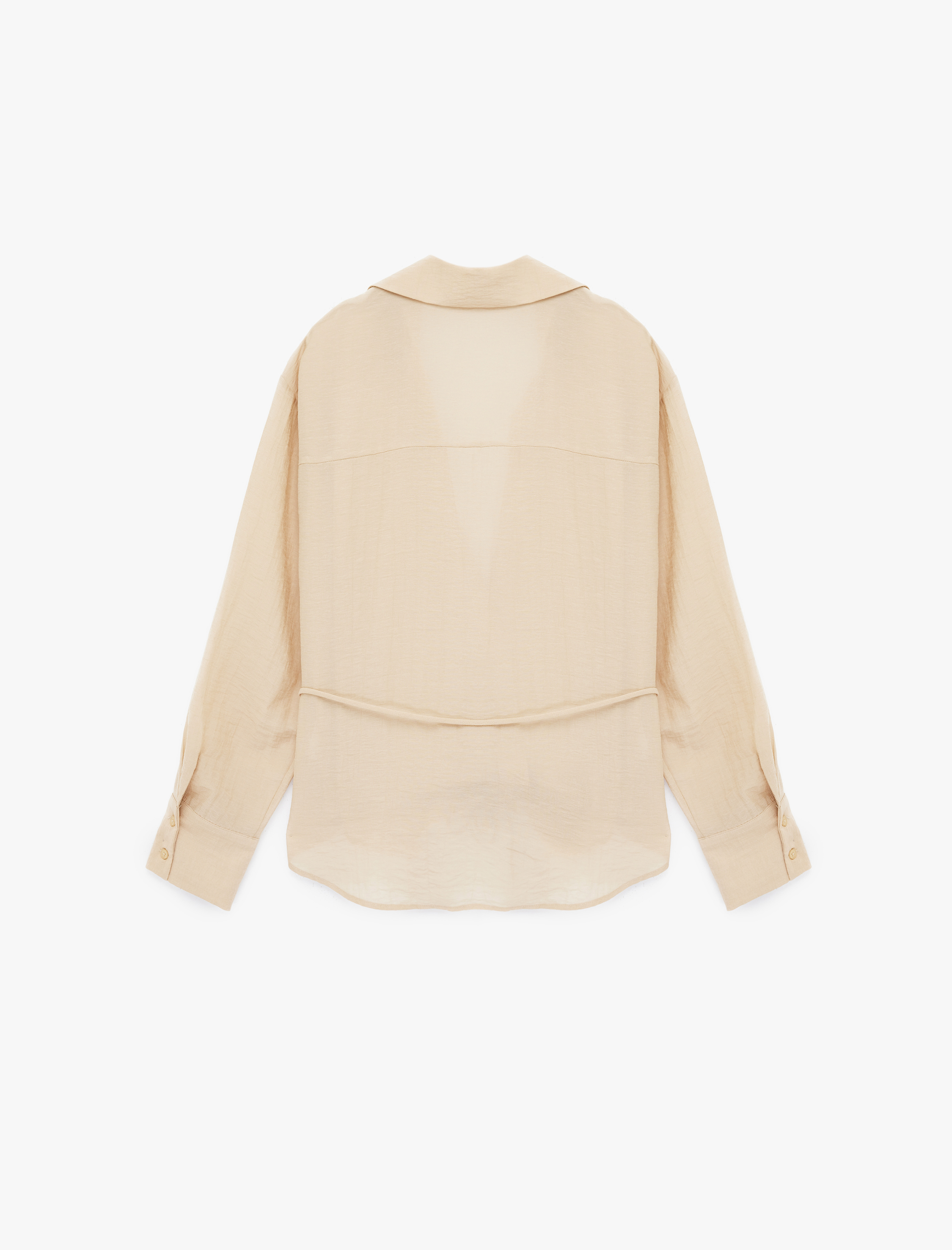   Viskon Uzun Kollu Yandan Bağlama Detaylı Kruvaze Gömlek