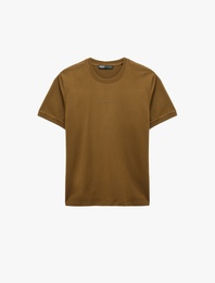 Bisiklet Yaka Pamuklu Kısa Kollu Baskılı Tişört