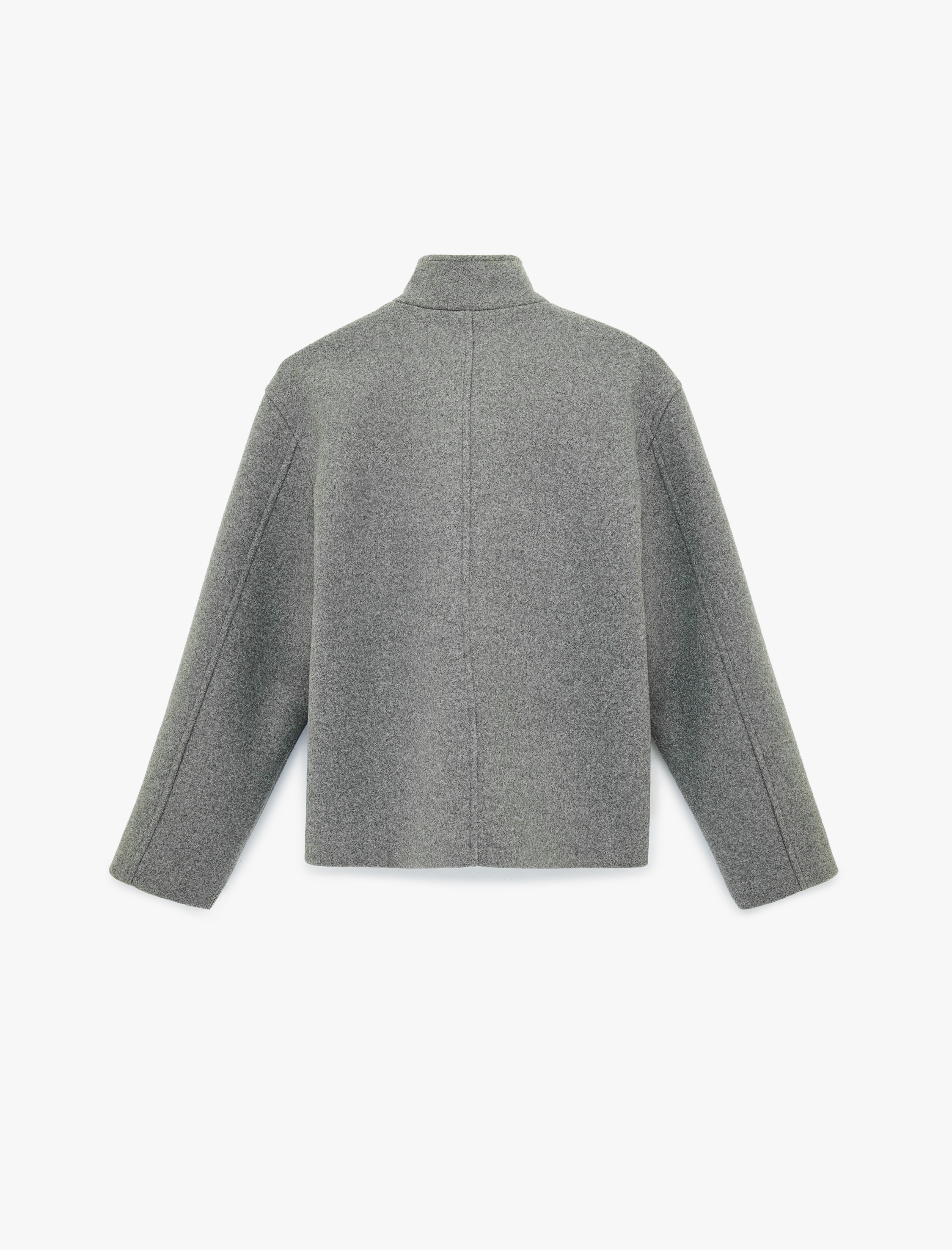   Uzun Kollu Fermuarlı Dik Yaka Kaşe Ceket