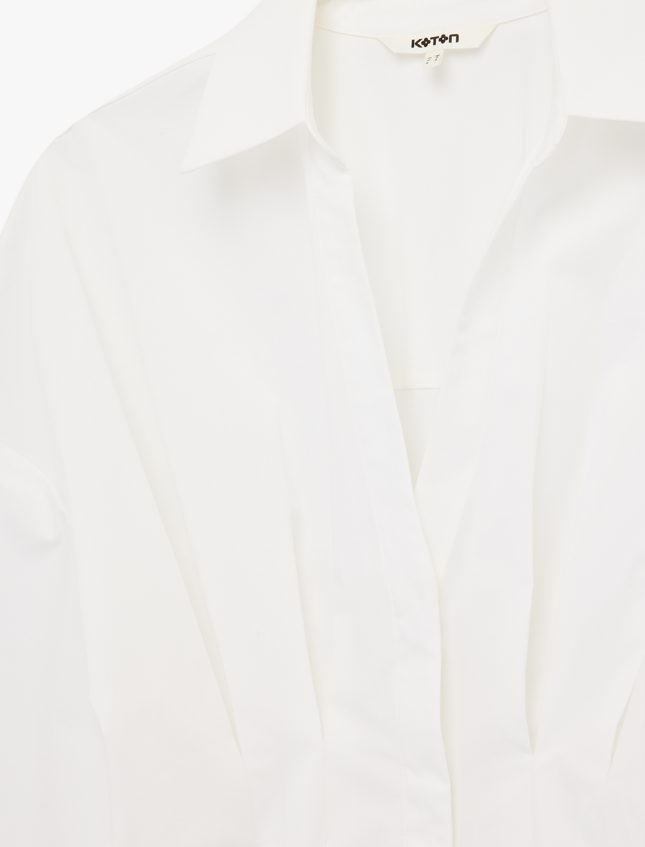   Pamuklu Uzun Kollu Pile Detaylı Poplin Gömlek