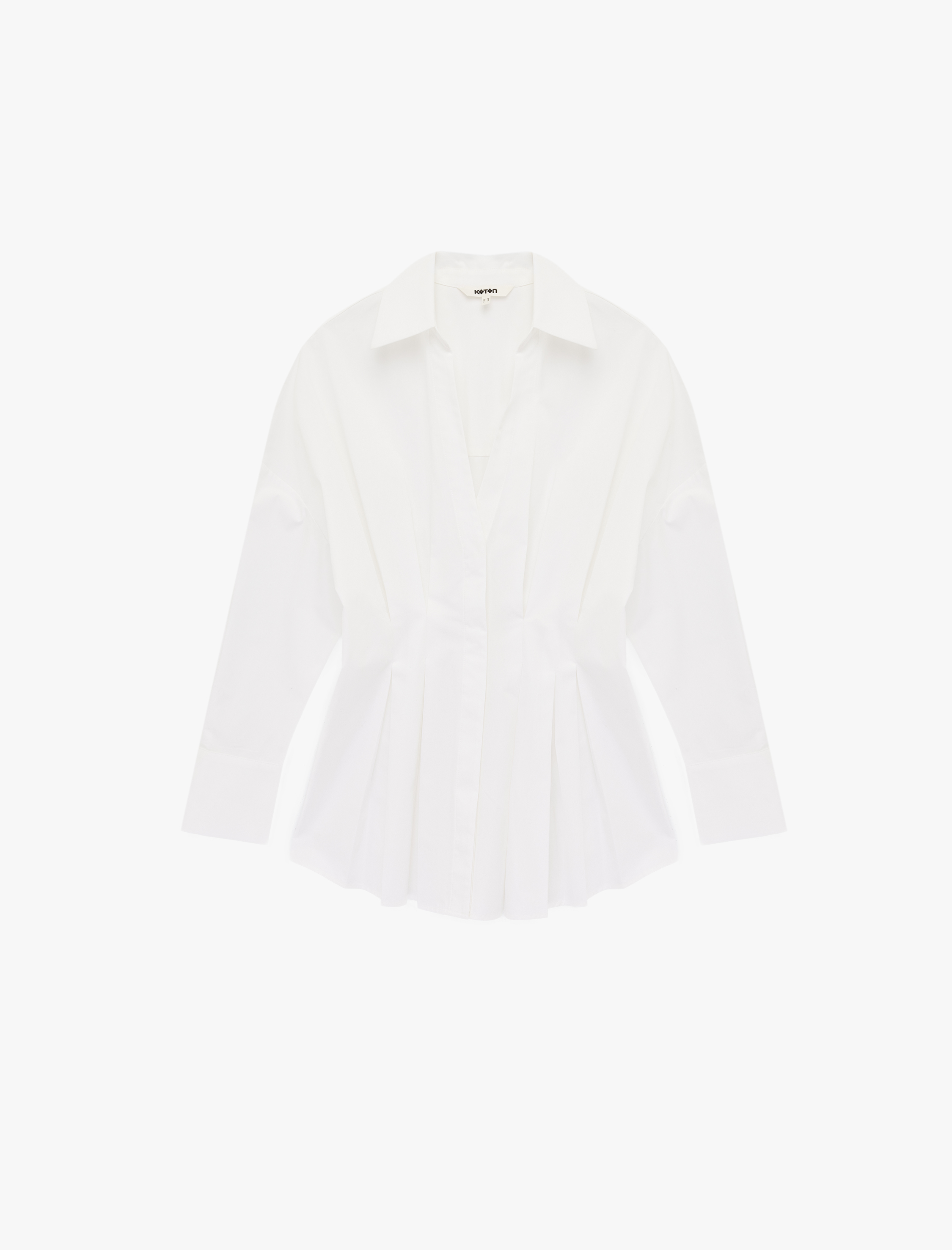   Pamuklu Uzun Kollu Pile Detaylı Poplin Gömlek