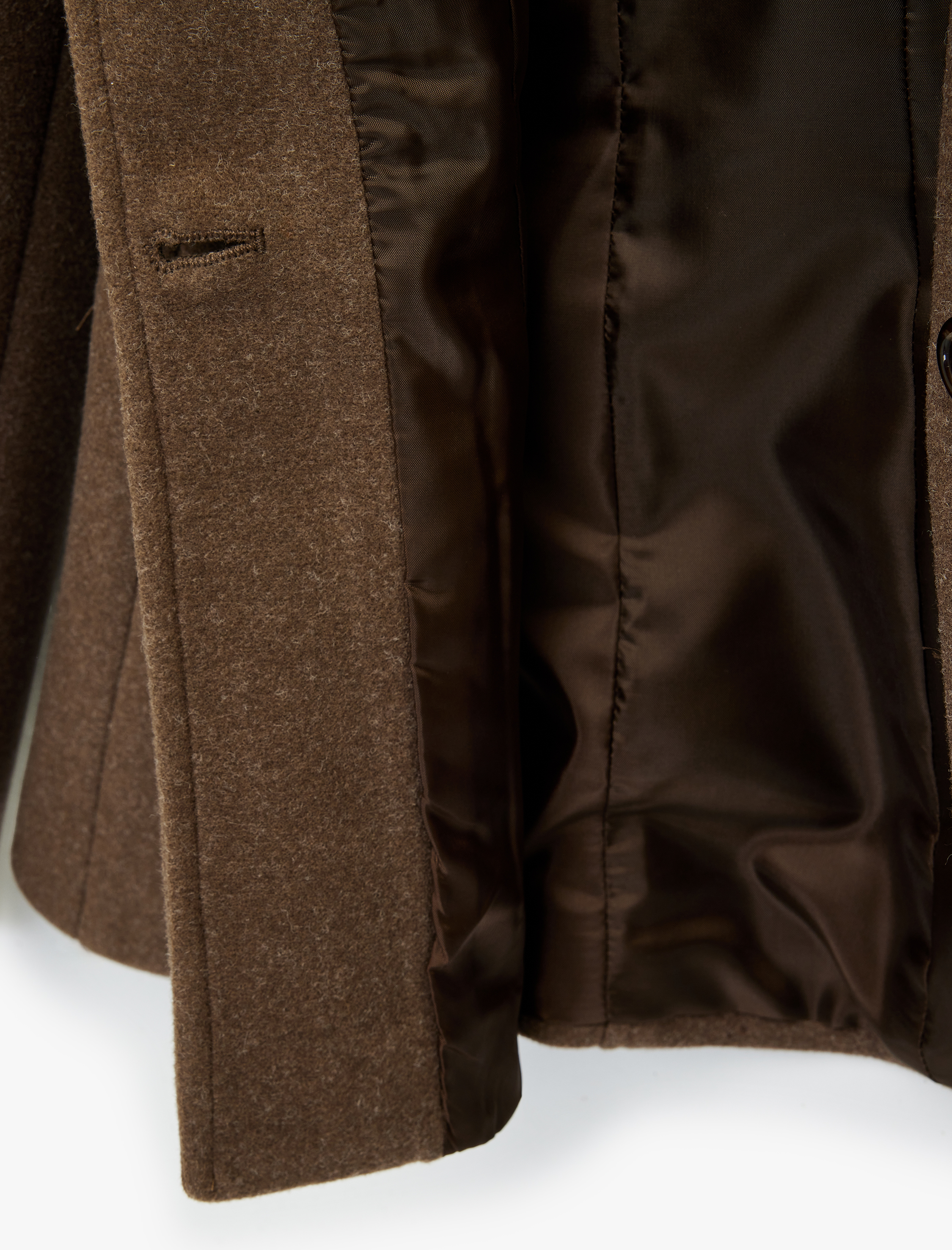   Slim Fit Düğmeli Uzun Kollu Bisiklet Yaka Kaşe Ceket