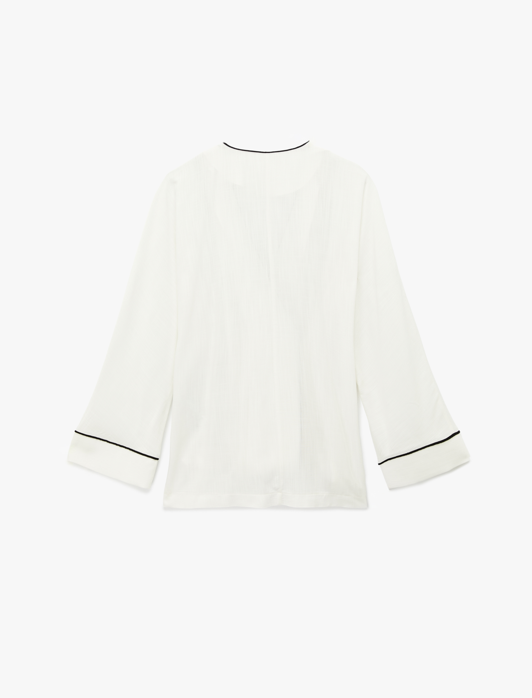   Rahat Kalıp Uzun Kollu Bağlama Detaylı Viskon Kruvaze Kimono