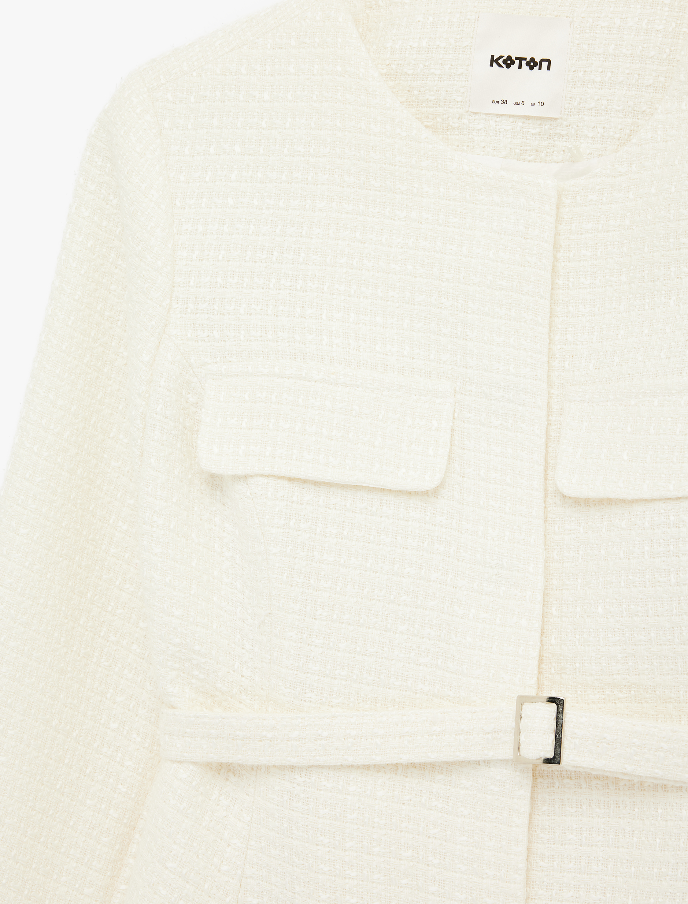   Slim Fit Uzun Kollu Bisiklet Yaka Kemerli Peplum Tüvit Ceket