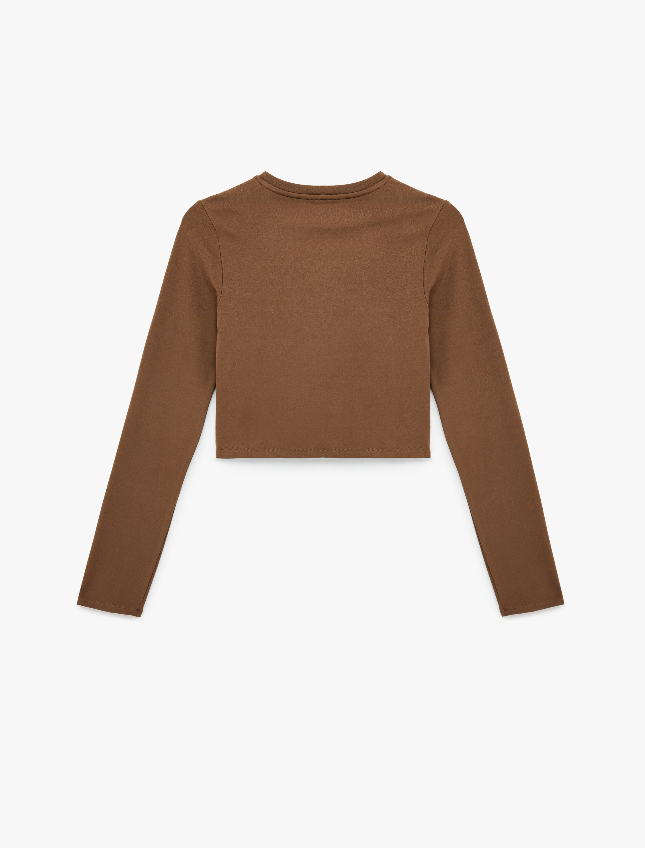   İnterlok Uzun Kollu Bisiklet Yaka Slim Fit Spor Crop Tişört