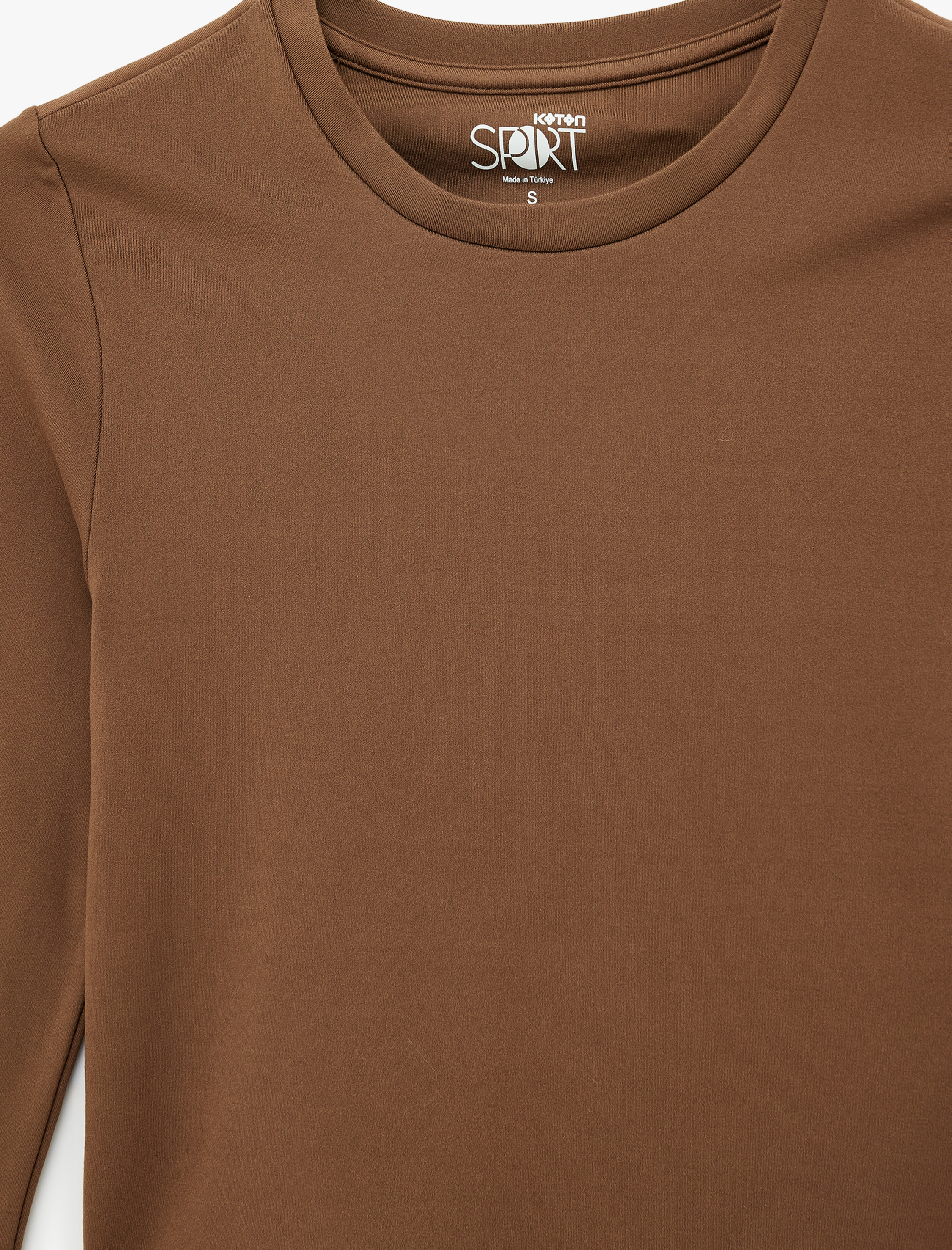   İnterlok Uzun Kollu Bisiklet Yaka Slim Fit Spor Crop Tişört