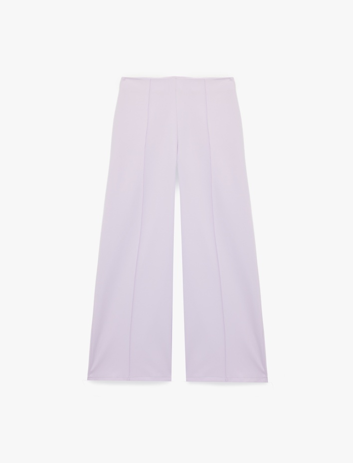  Krep Kumaş Düz Geniş Paça Palazzo Pantolon