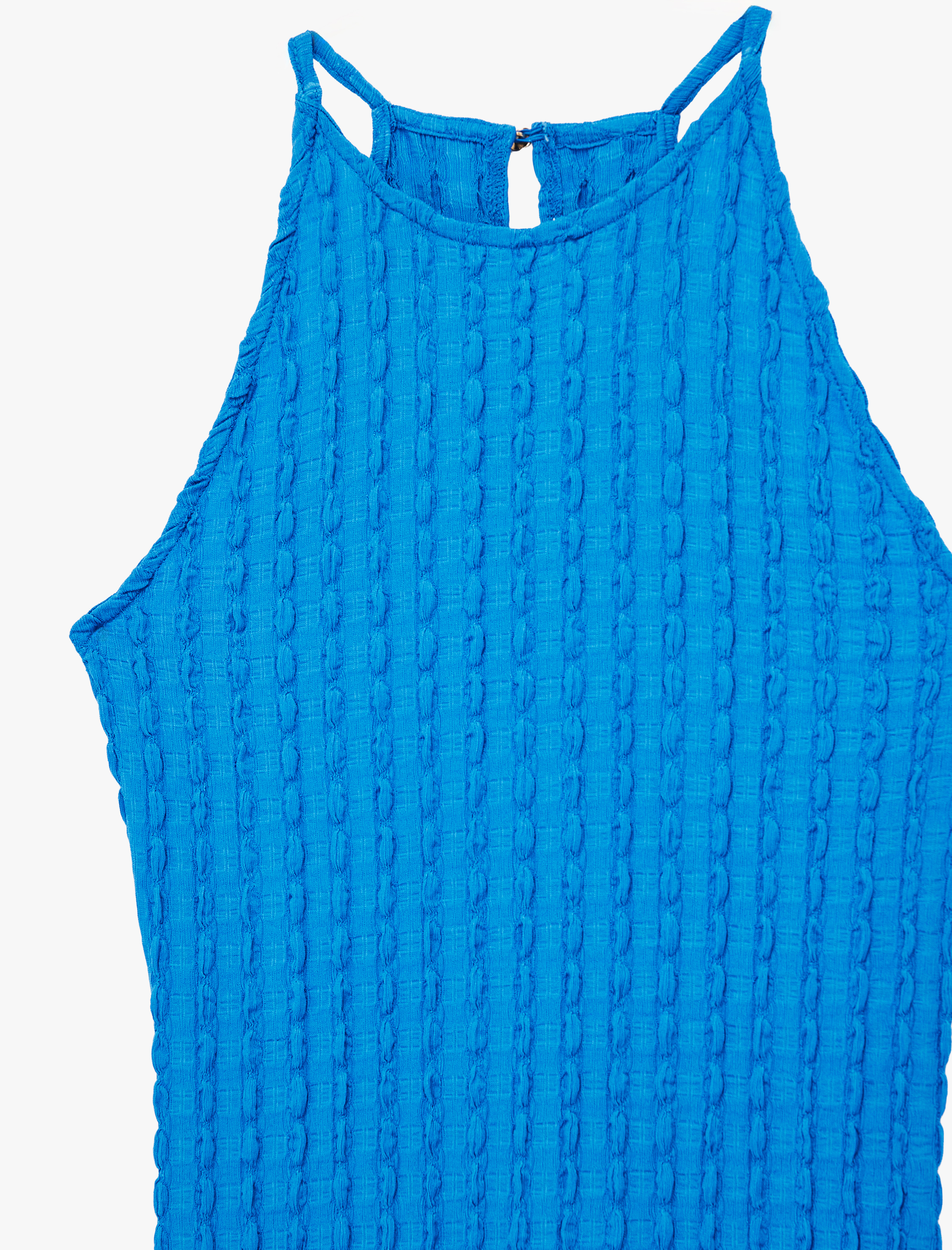   Bürümcük Kumaş Slim Fit Uzun Halter Yaka Kalem Elbise