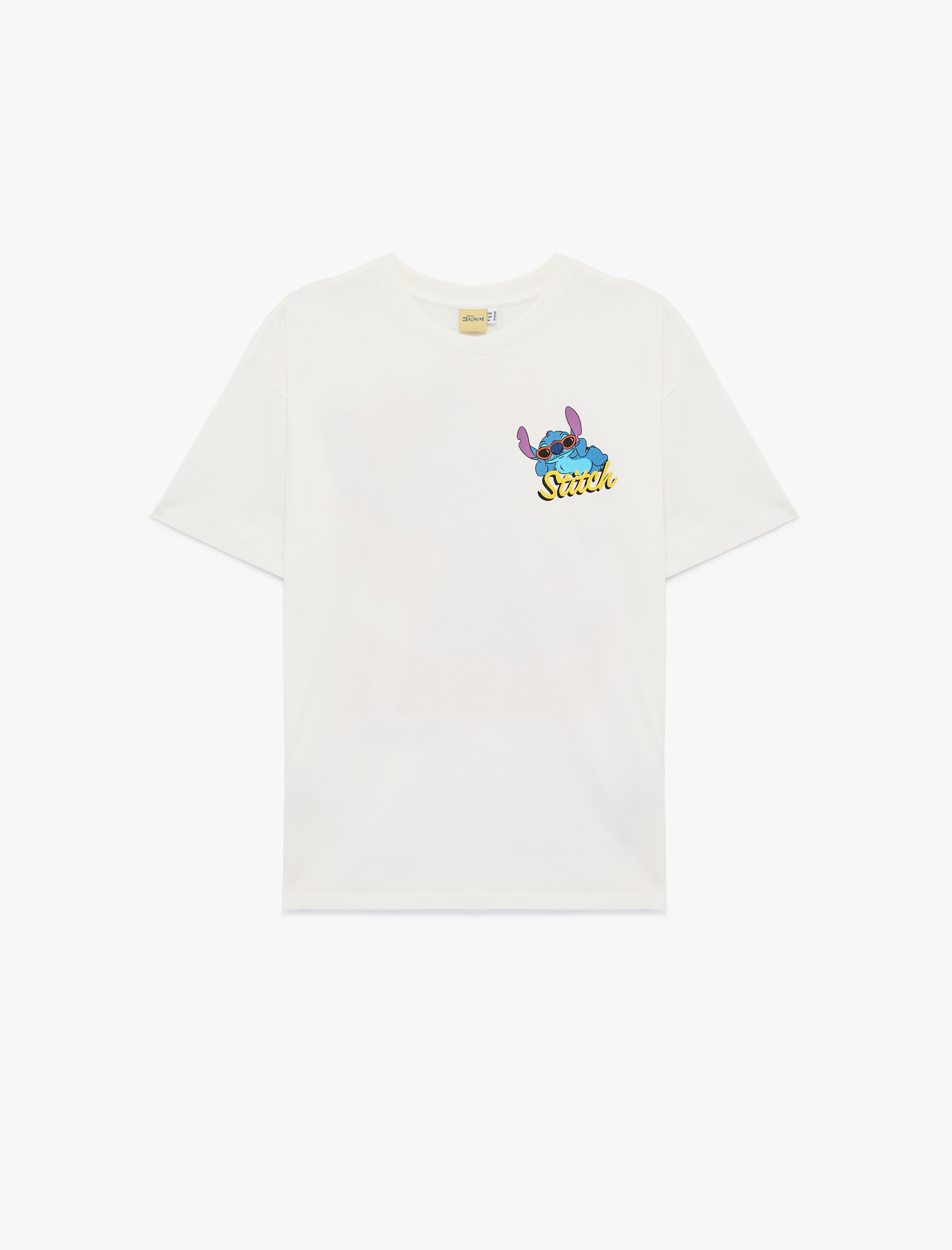   Stitch Lisanslı Kısa Kollu Pamuklu Arkası Baskılı Oversize Tişört