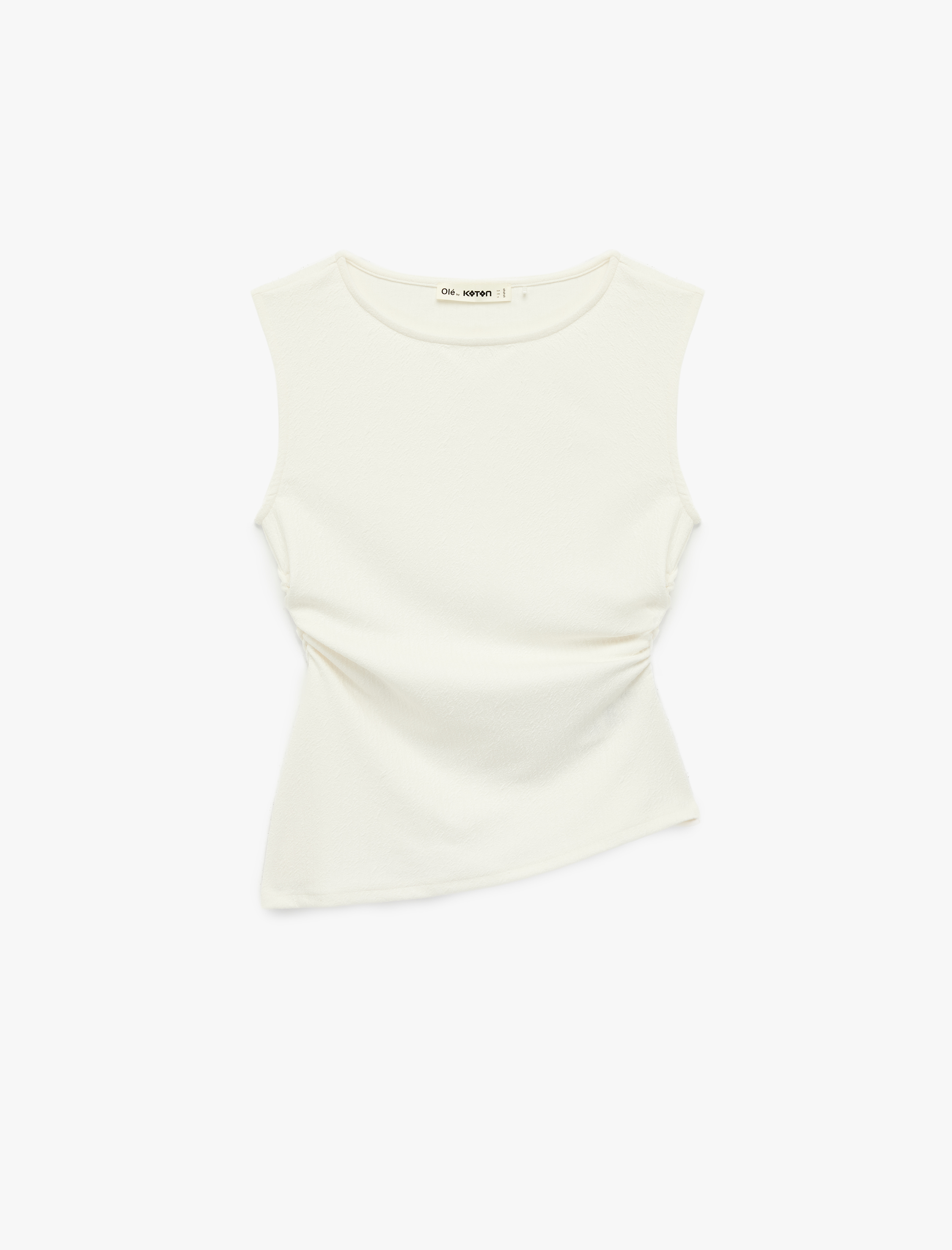   Asimetrik Kesim Drapeli Bisiklet Yaka Kolsuz Bluz