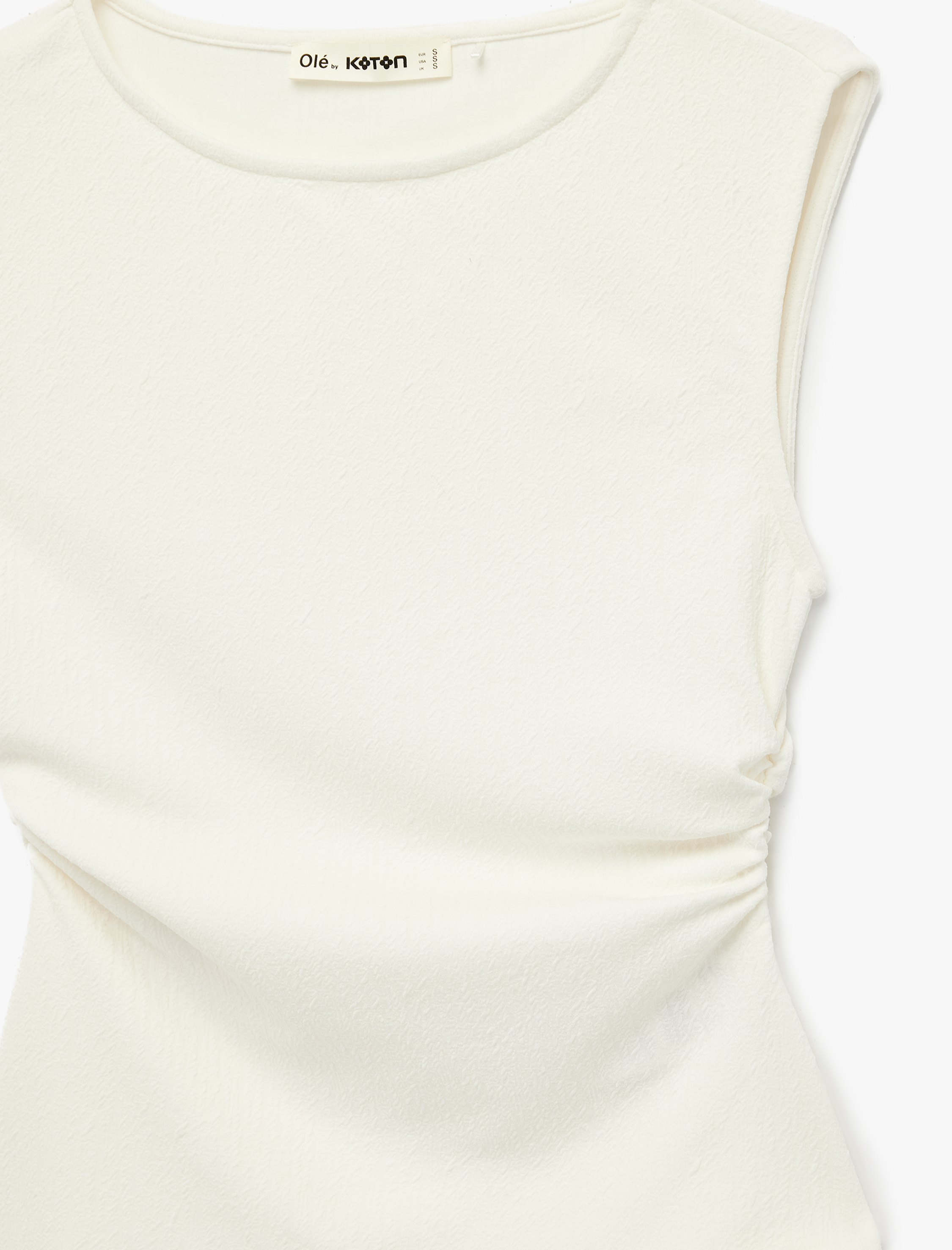   Asimetrik Kesim Drapeli Bisiklet Yaka Kolsuz Bluz