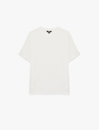 Regular Fit Dokulu Kısa Kollu Basic Bisiklet Yaka Tişört