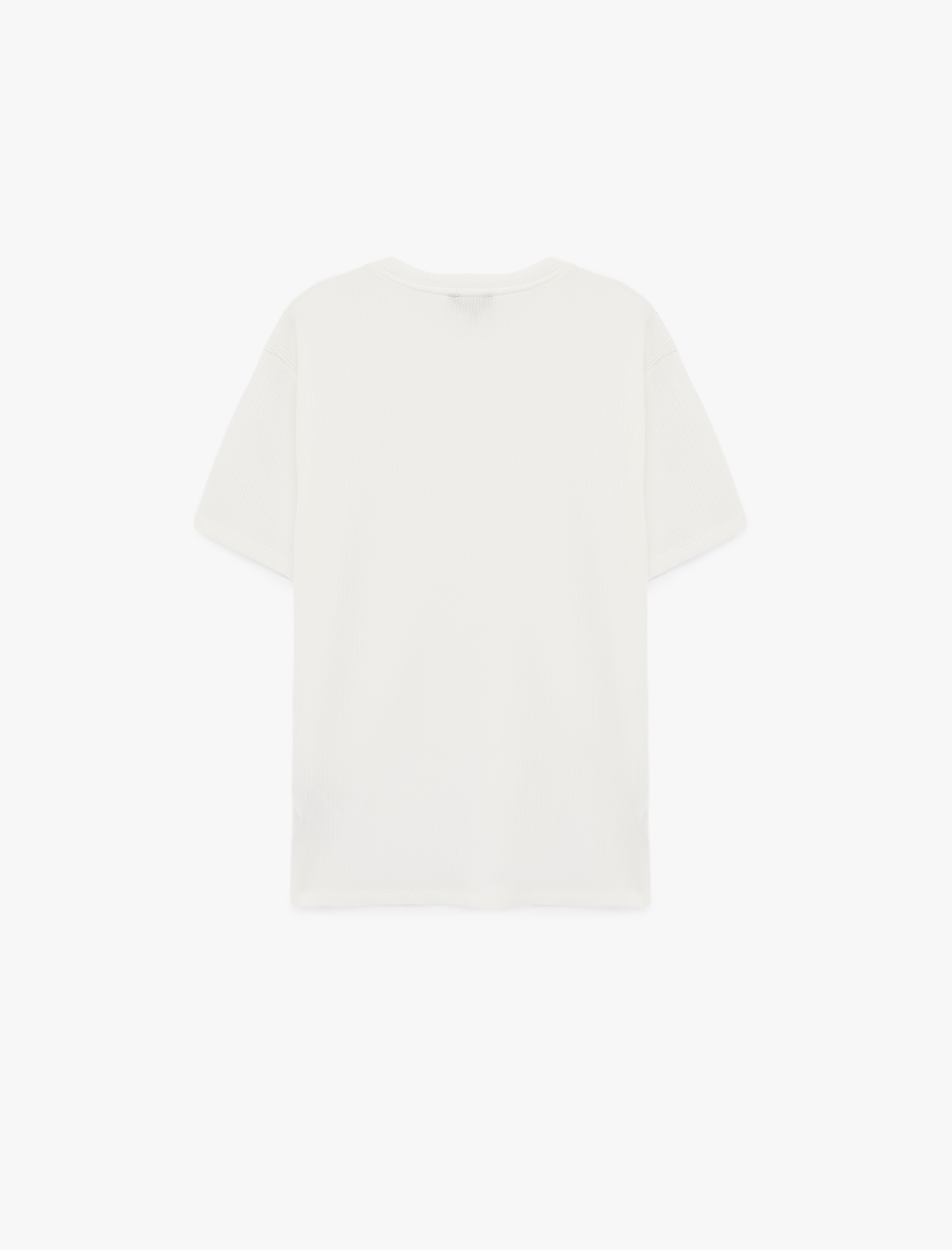   Regular Fit Dokulu Kısa Kollu Basic Bisiklet Yaka Tişört