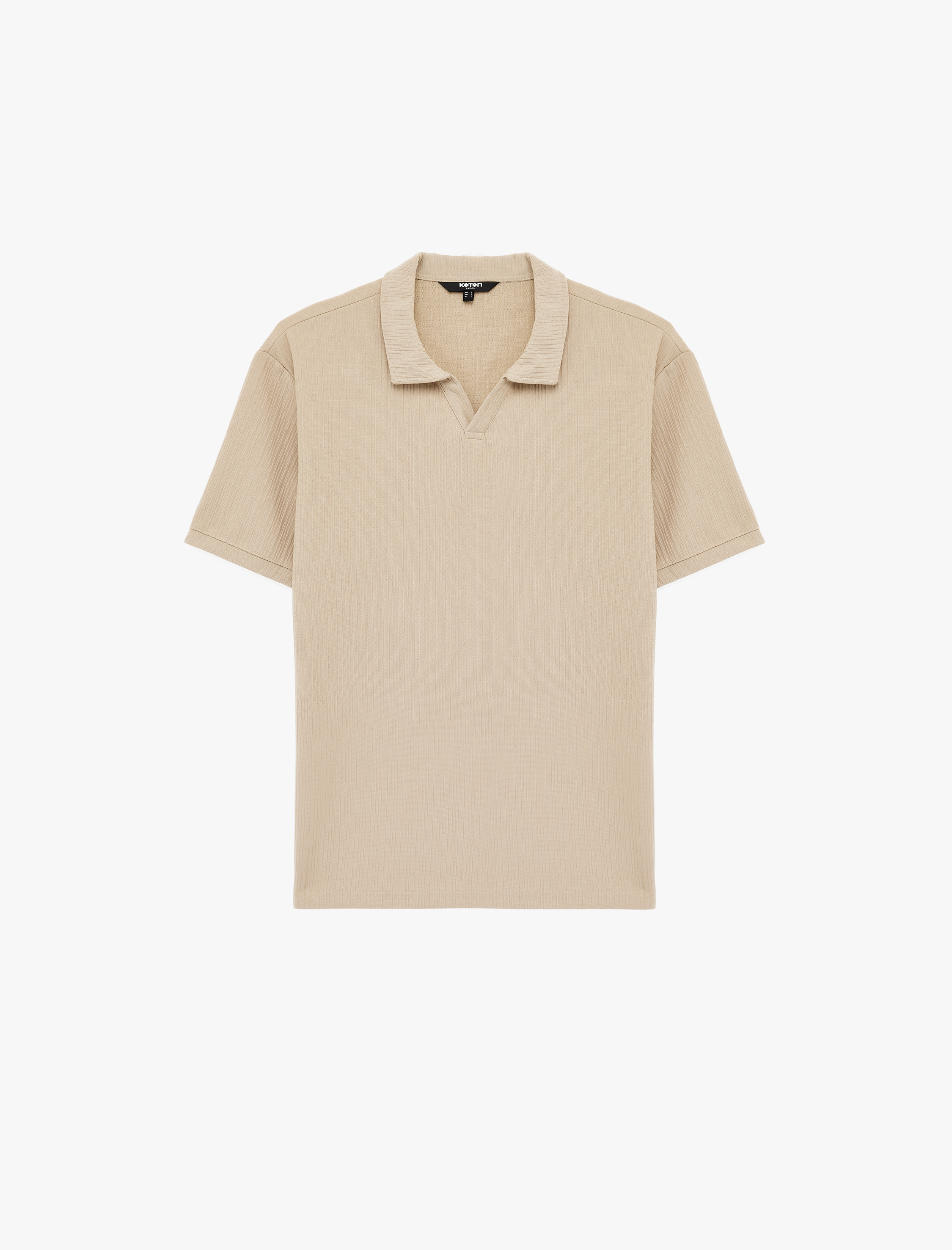   Regular Fit Kısa Kollu Dokulu Polo Yaka Tişört