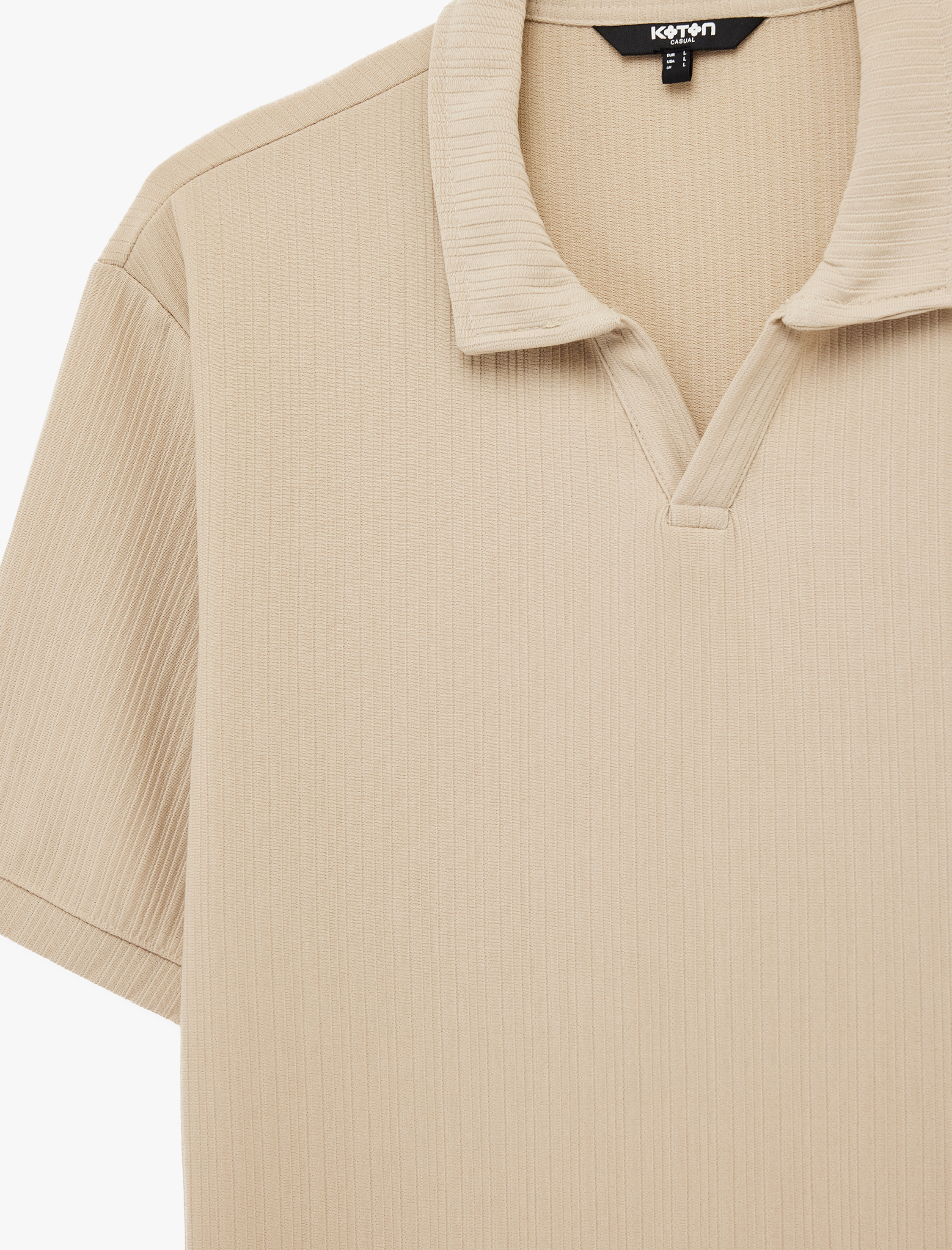   Regular Fit Kısa Kollu Dokulu Polo Yaka Tişört