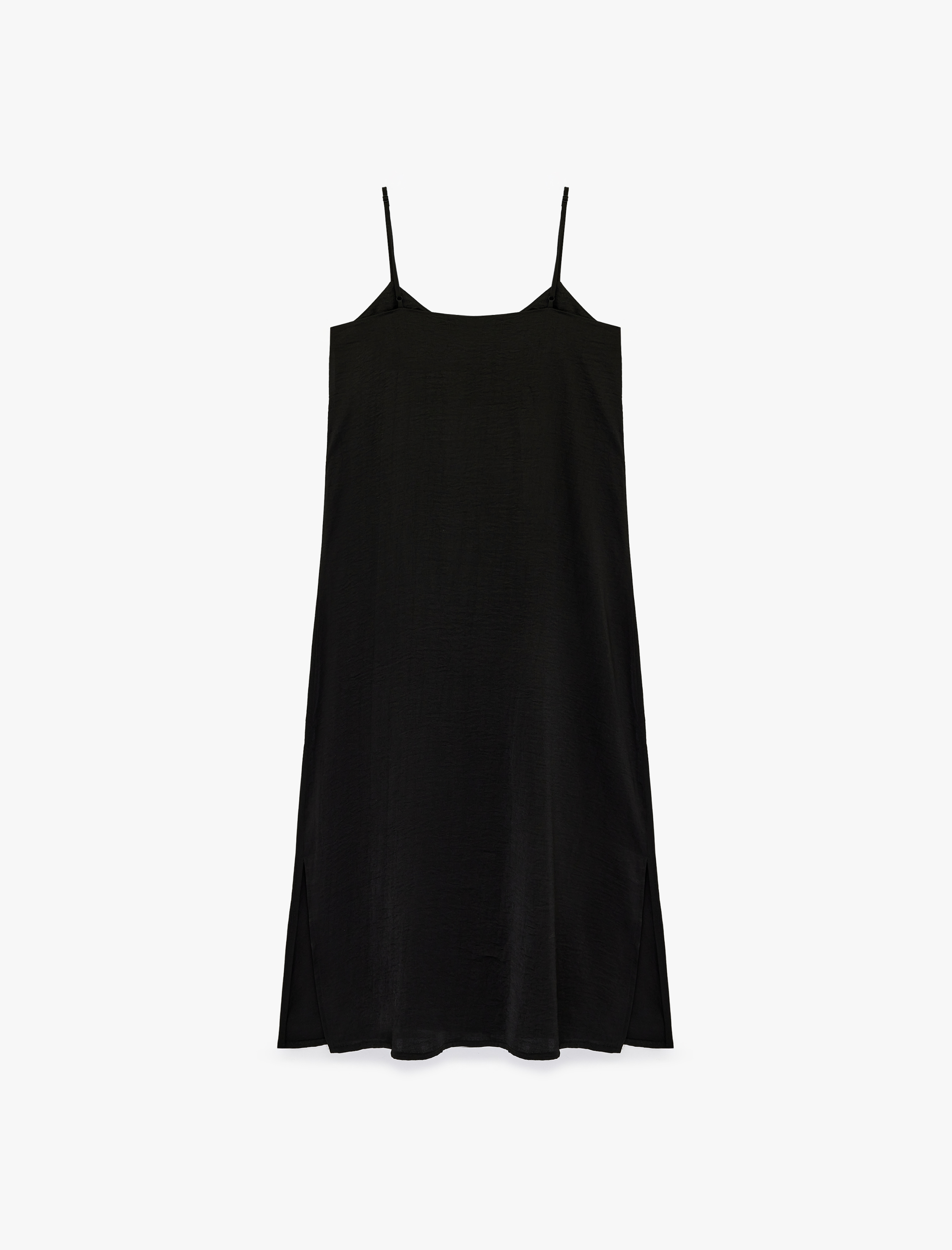   Aerobin Kumaş Midi Boy İnce Askılı Saten Elbise