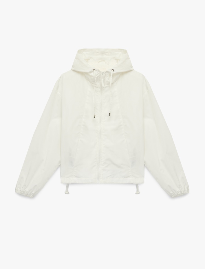  Kapüşonlu Uzun Kollu Cep Detaylı Rahat Kalıp Fermuarlı Ceket