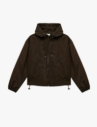 Kapüşonlu Uzun Kollu Cep Detaylı Rahat Kalıp Fermuarlı Ceket