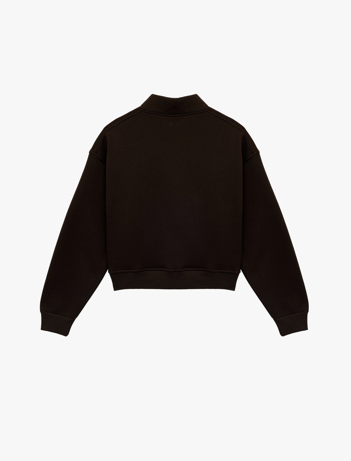  Polo Yaka Uzun Kollu Fermuarlı Oversize Spor Sweatshirt