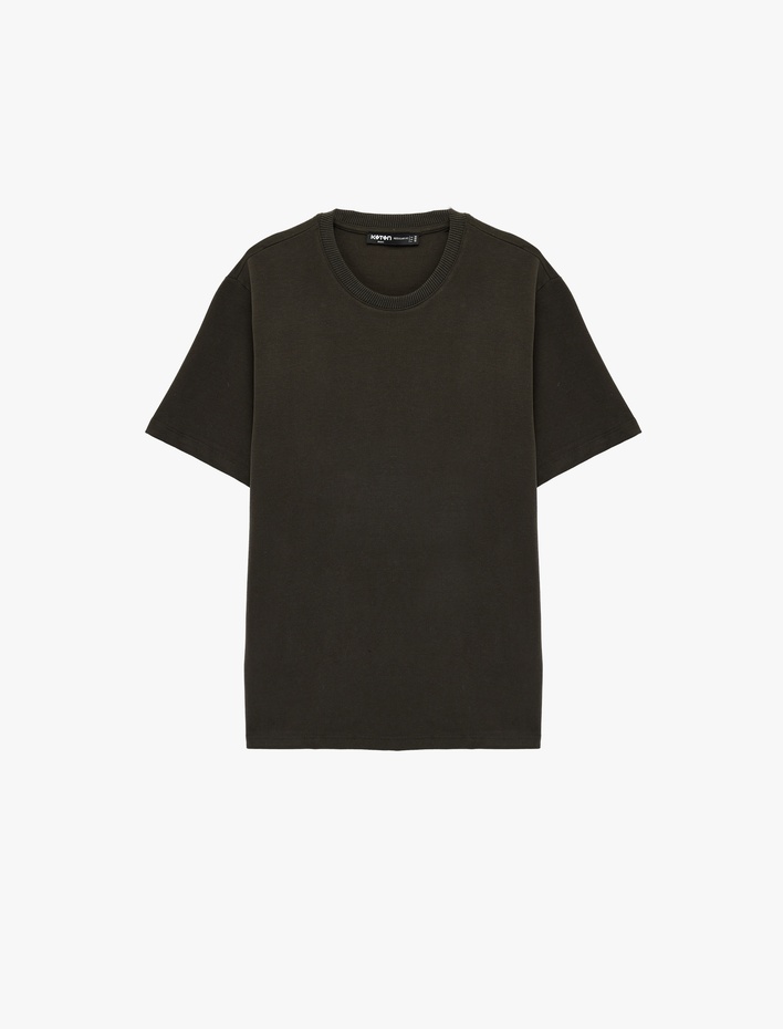  Pamuklu Regular Fit Kısa Kollu Basic Bisiklet Yaka Tişört