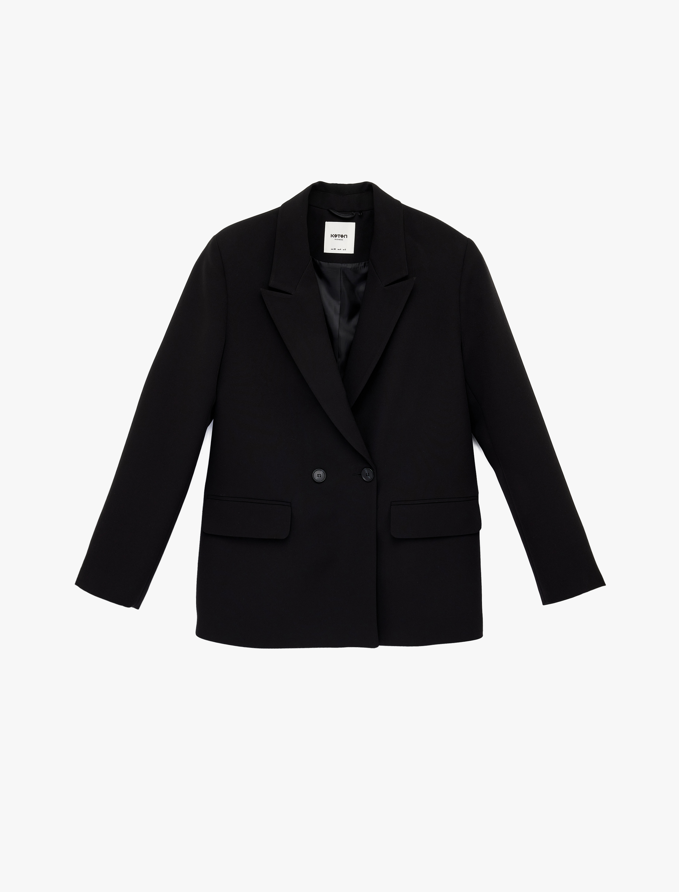   Cep Detaylı Düğmeli Kruvaze Yaka Oversize Blazer Ceket