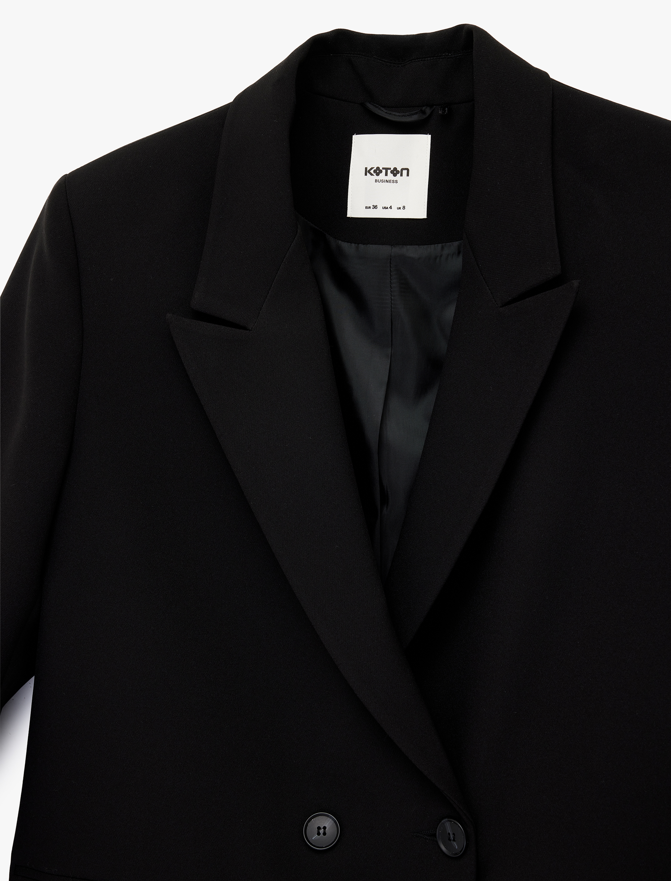   Cep Detaylı Düğmeli Kruvaze Yaka Oversize Blazer Ceket