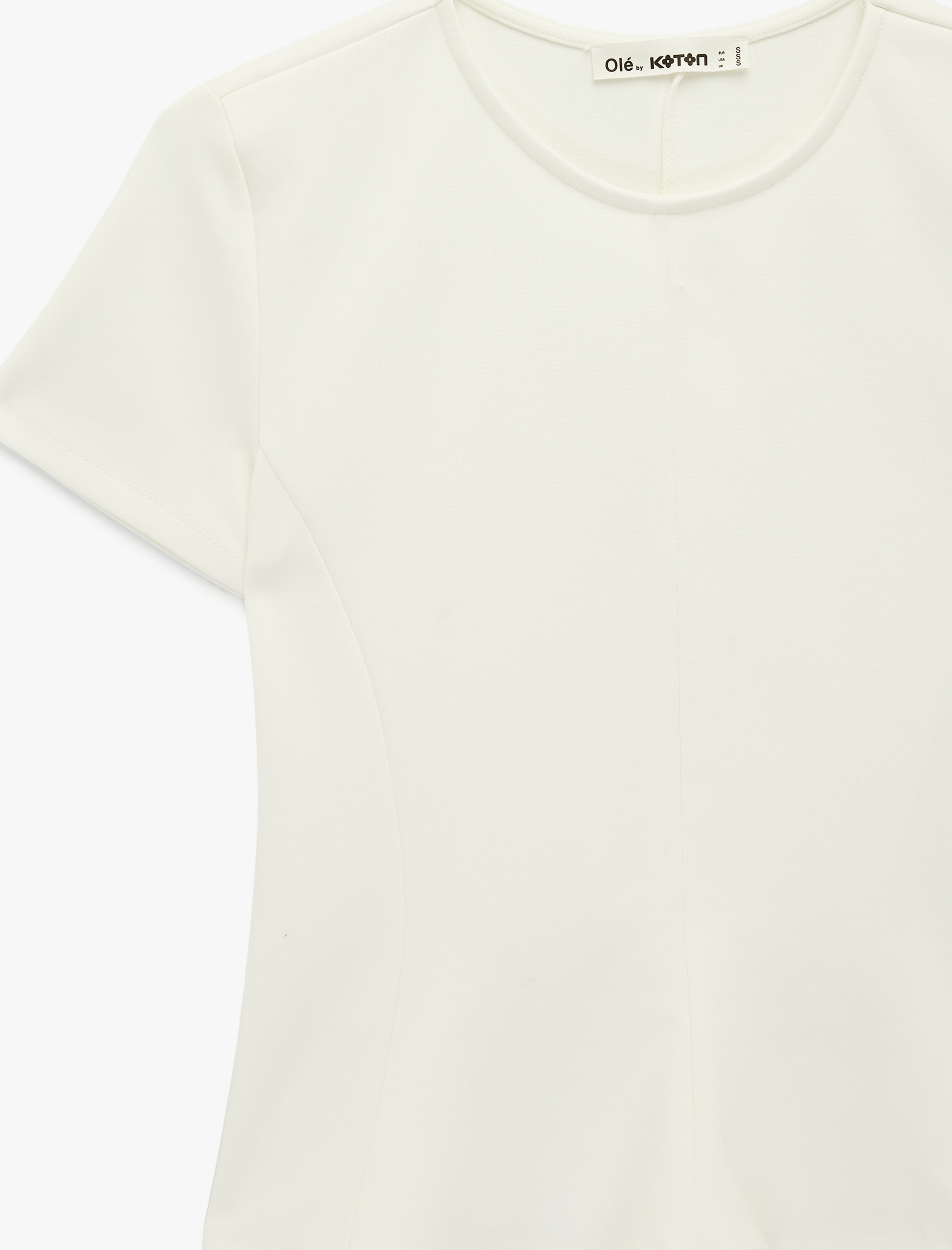   Pamuklu Kısa Kollu Bisiklet Yaka Bluz