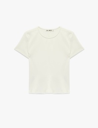 Pamuklu Kısa Kollu Bisiklet Yaka Bluz