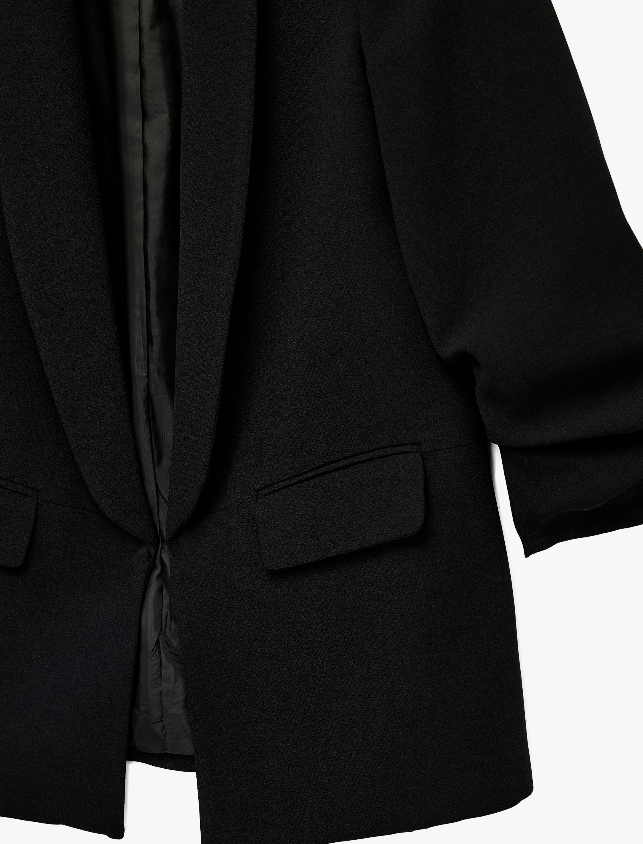   Şal Yaka 3/4 Kollu Uzun Blazer Ceket