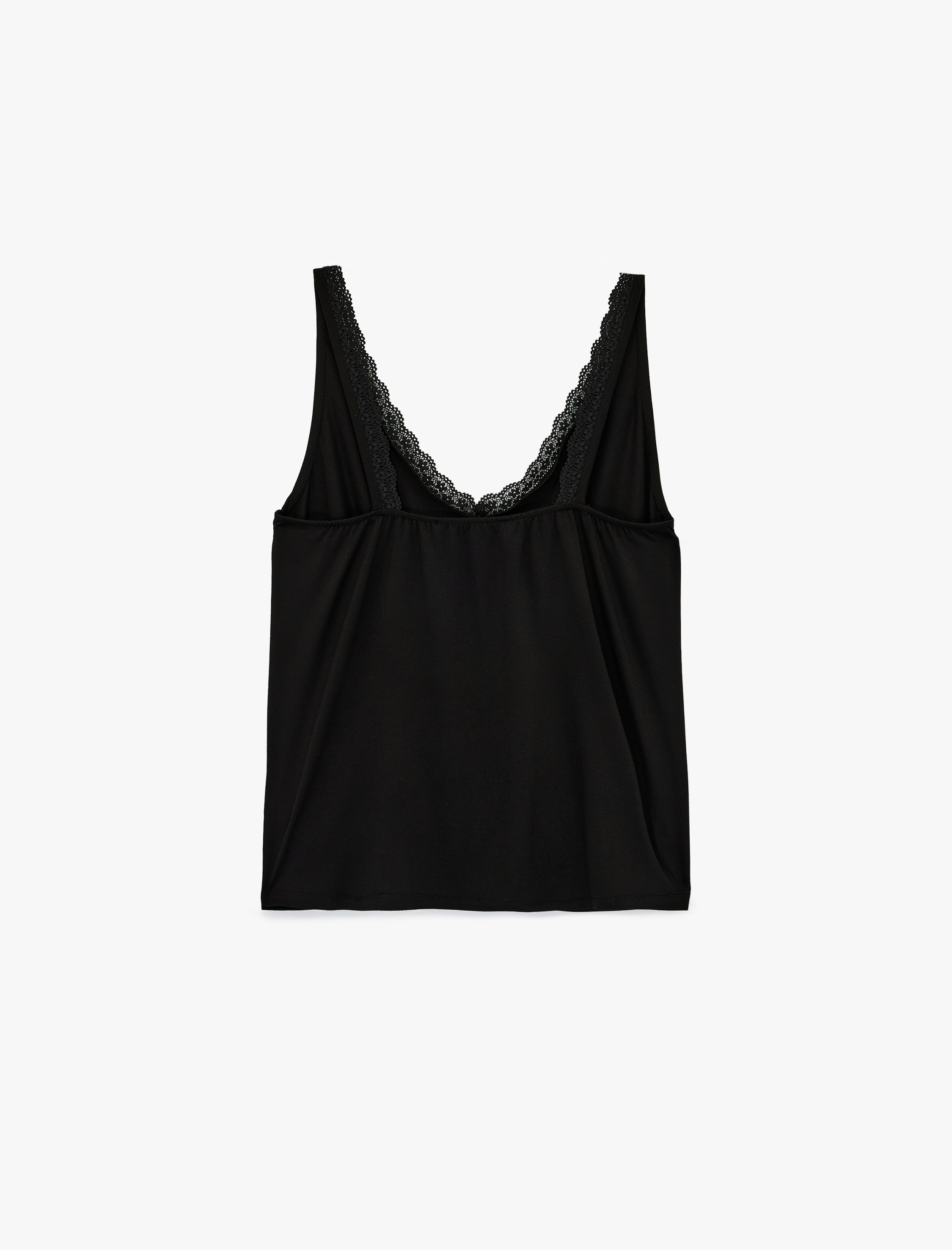   V Yaka Dantel Detaylı Viskon Askılı Pijama Üstü