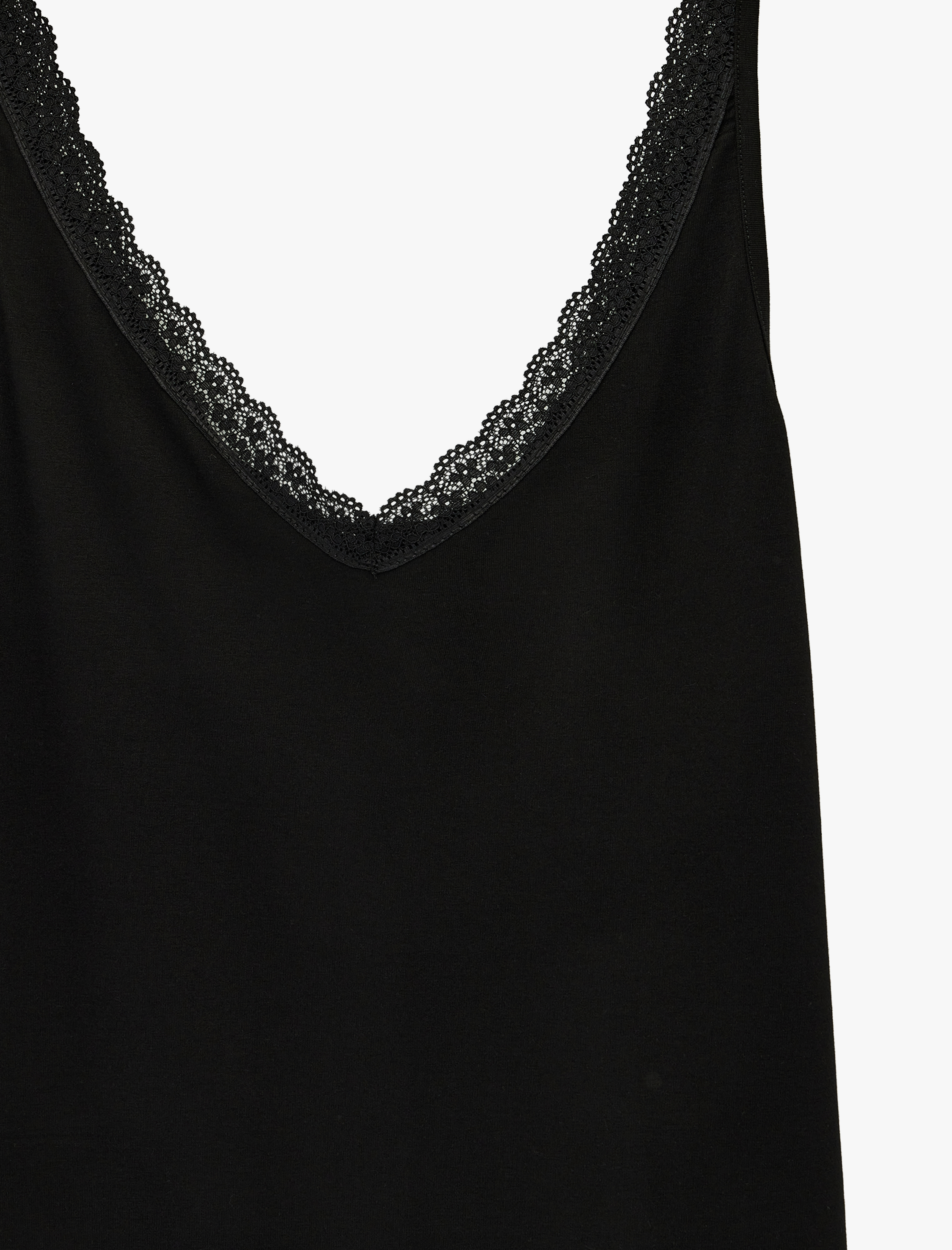   V Yaka Dantel Detaylı Viskon Askılı Pijama Üstü