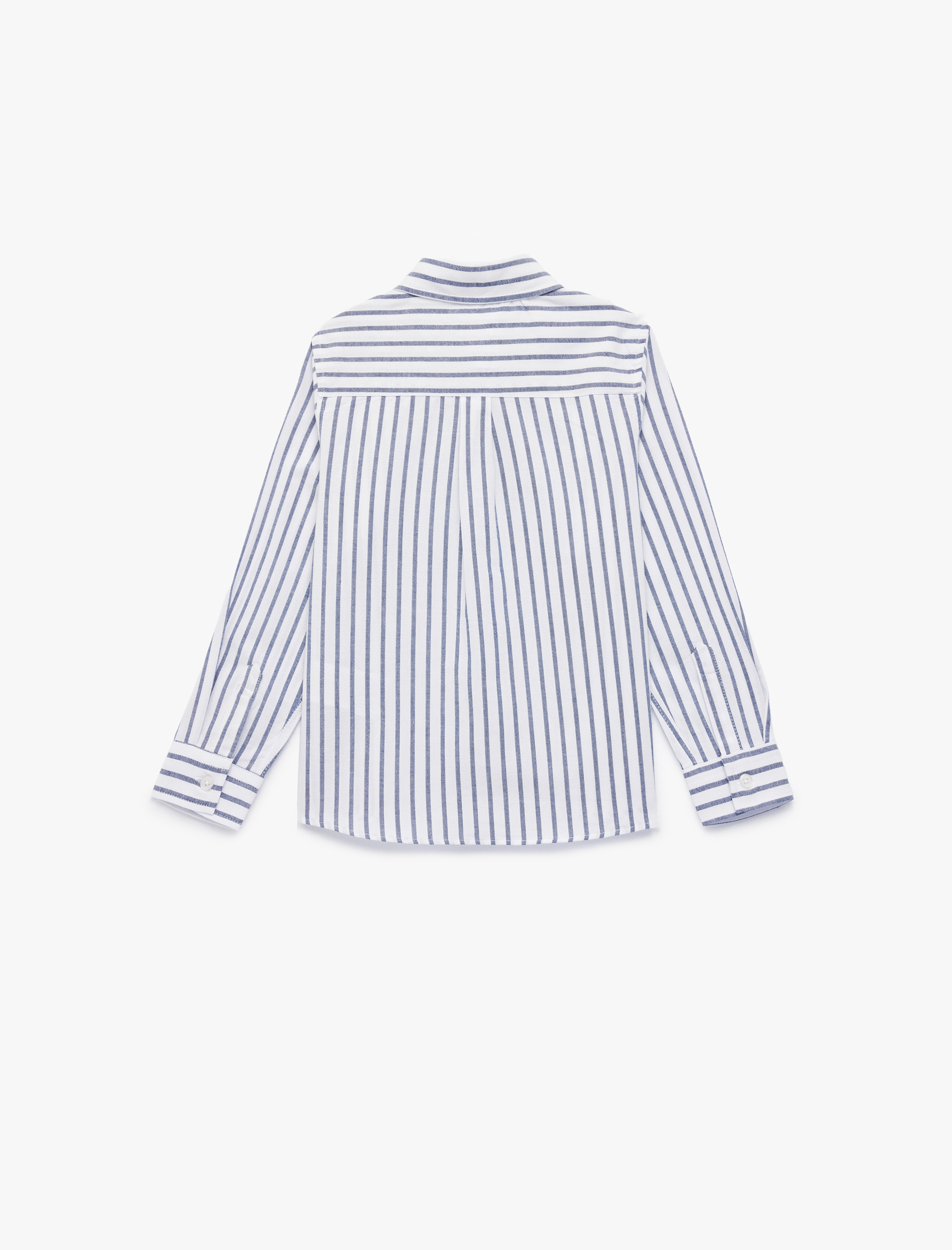  Erkek Çocuk Pamuklu Düğmeli Uzun Kollu Klasik Yaka Çizgili Gömlek