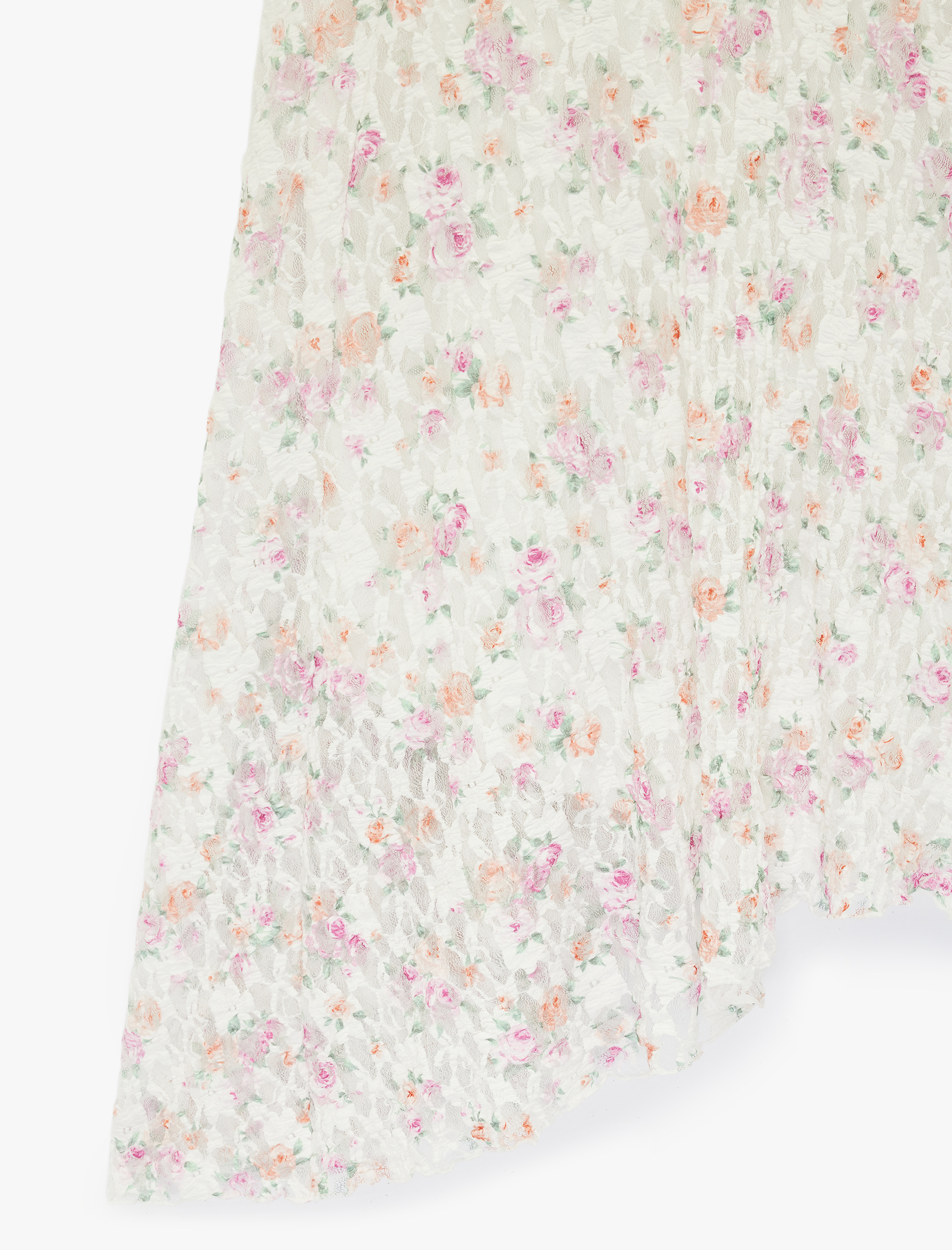   Asimetrik Kesim Çiçekli Midi Dantel Etek