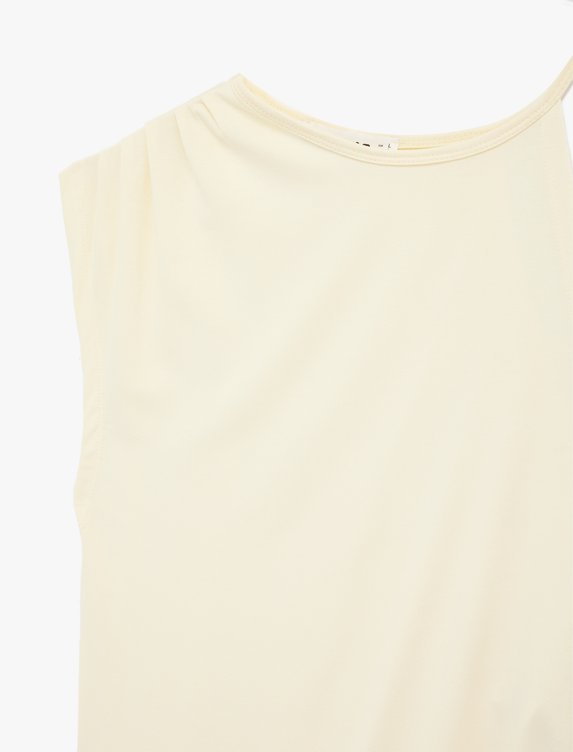   Asimetrik Kesim Viskon Bisiklet Yaka Kolsuz Tişört