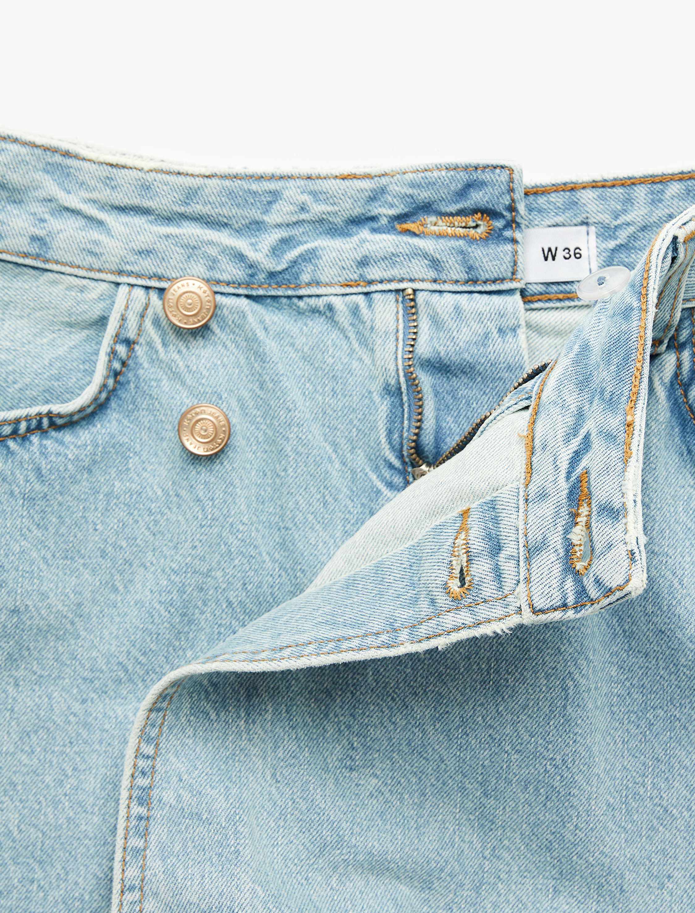   Asimetrik Kesim Düğmeli Rahat Kalıp Pamuklu Denim Mini Şort Etek