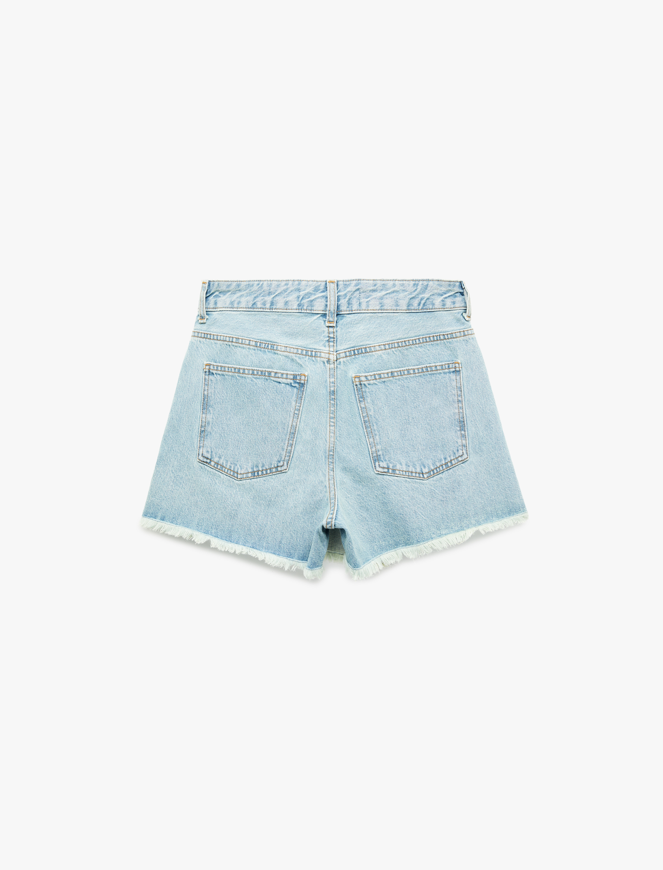   Asimetrik Kesim Düğmeli Rahat Kalıp Pamuklu Denim Mini Şort Etek