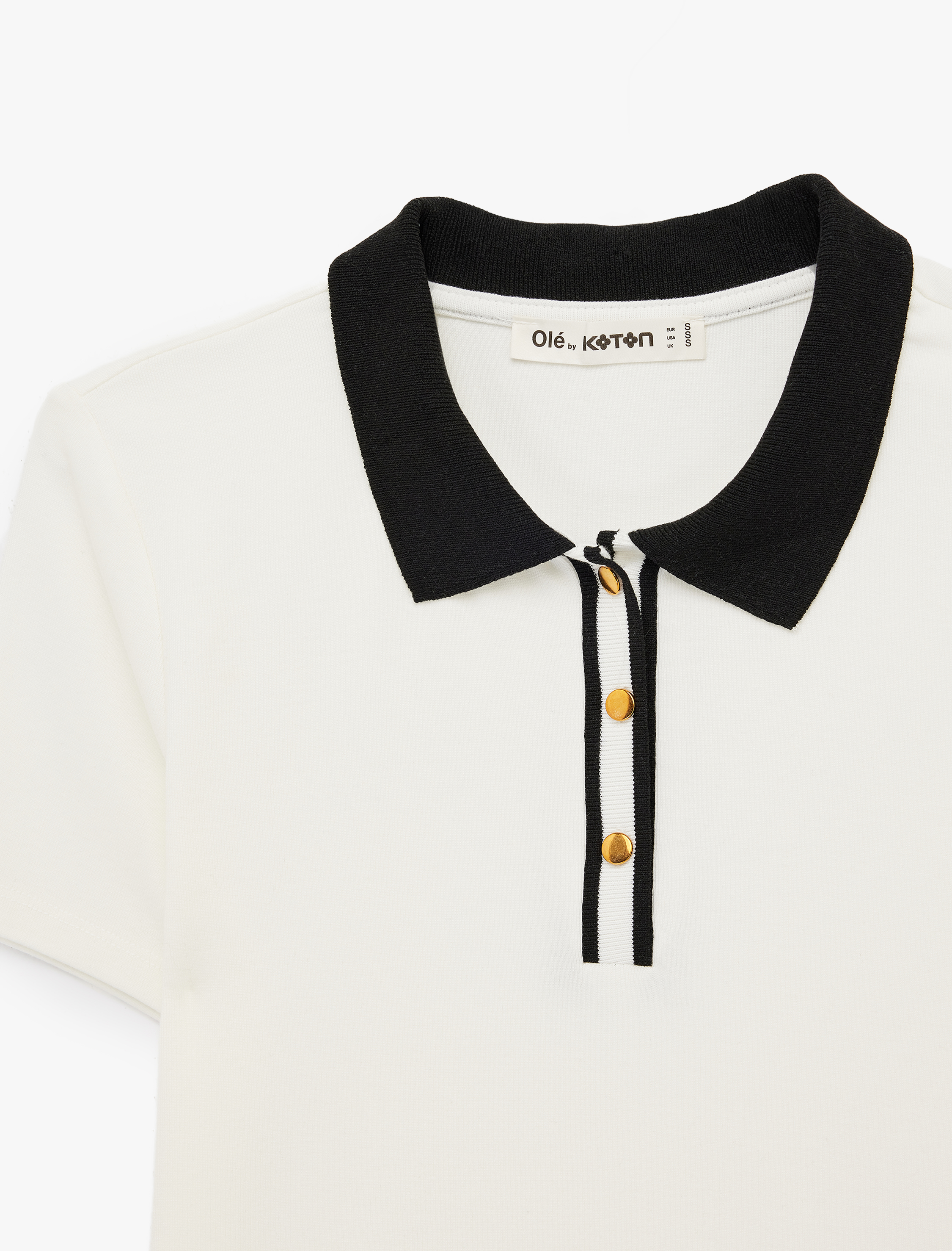   Modal Karışımlı Düğmeli Biyeli Kısa Kollu Pamuklu Polo Yaka Tişört