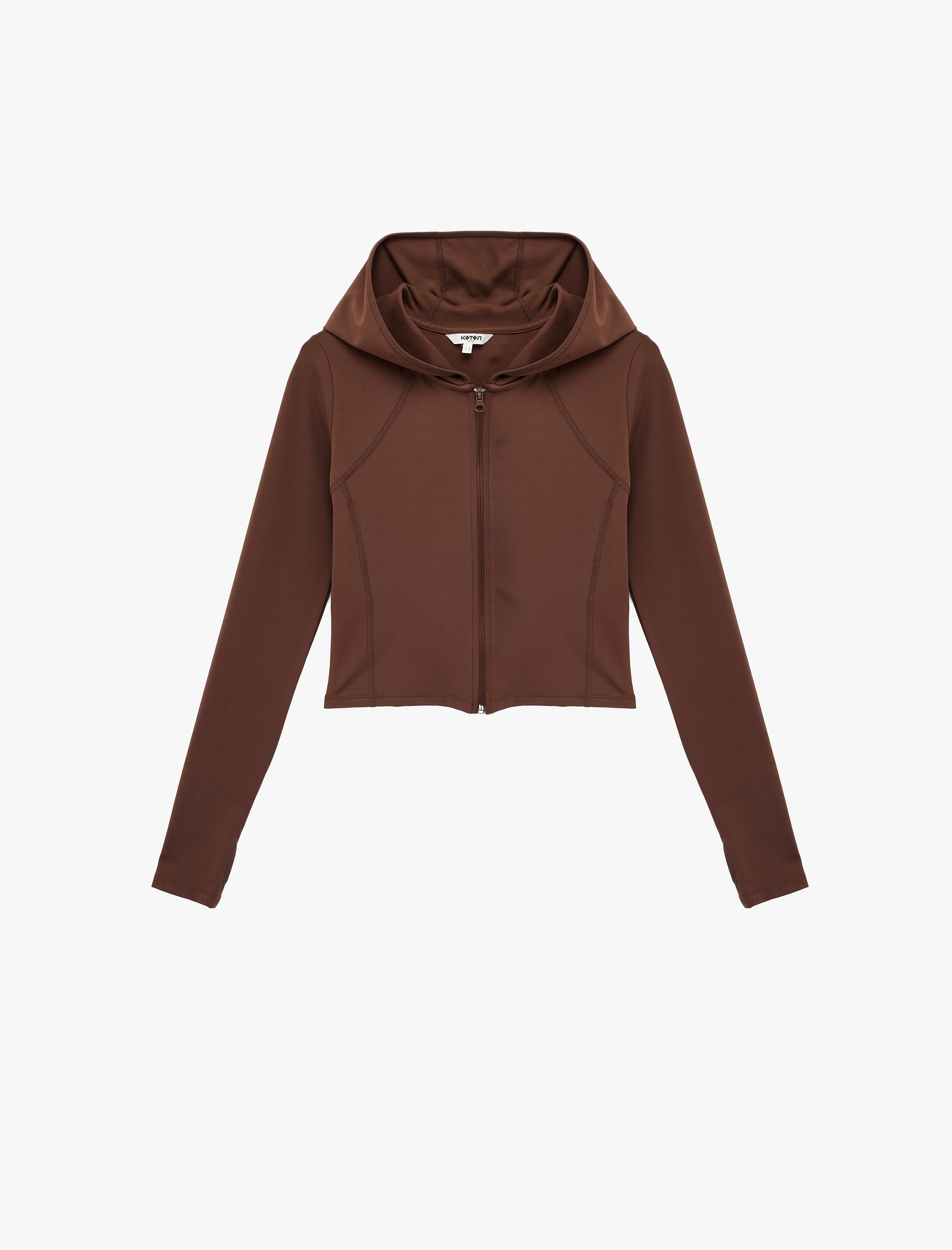   Slim Fit Kapüşonlu Fermuarlı Spor Sweatshirt